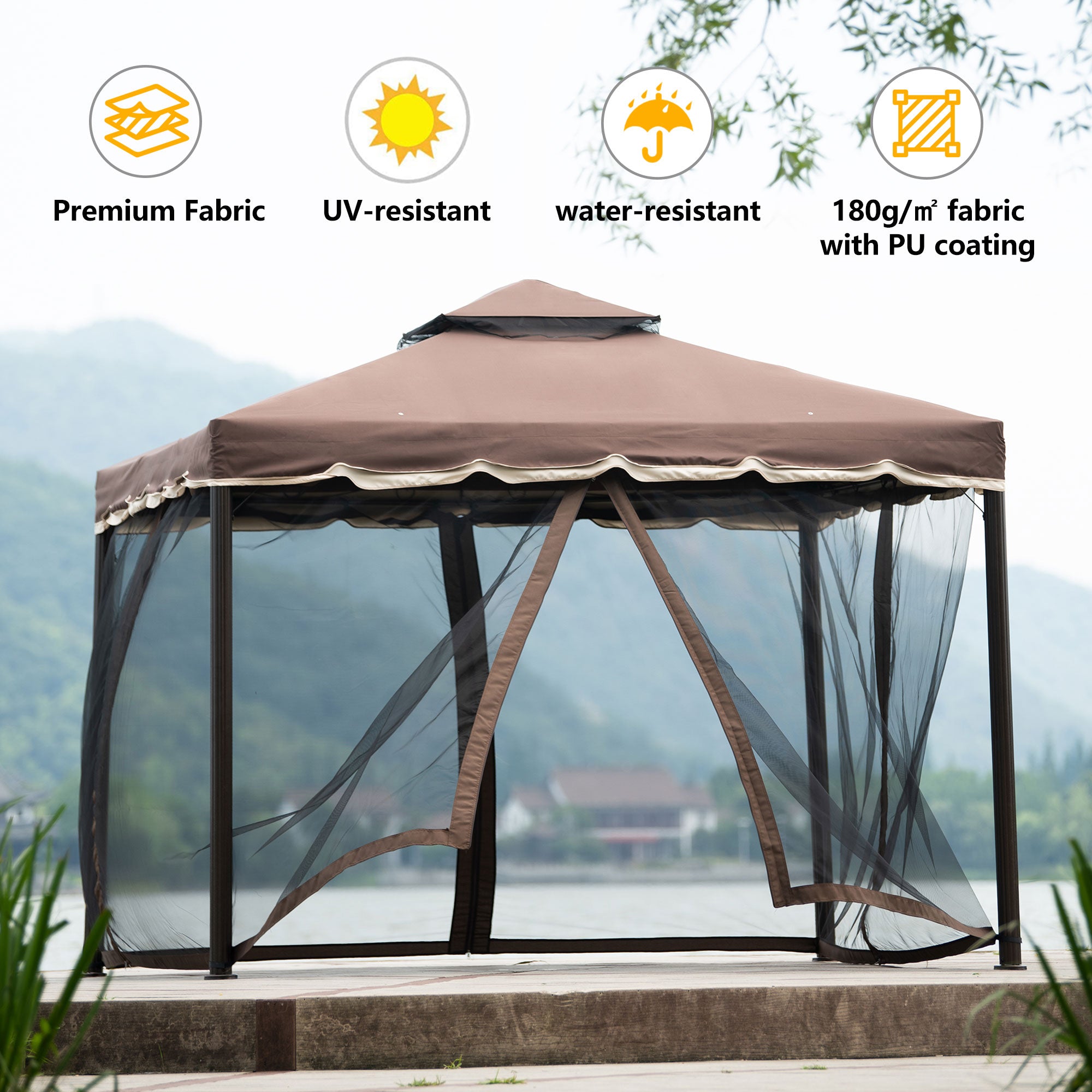 10' X 10' Iron Frame Outdoor Patio Gazebo with Vented Dome Top