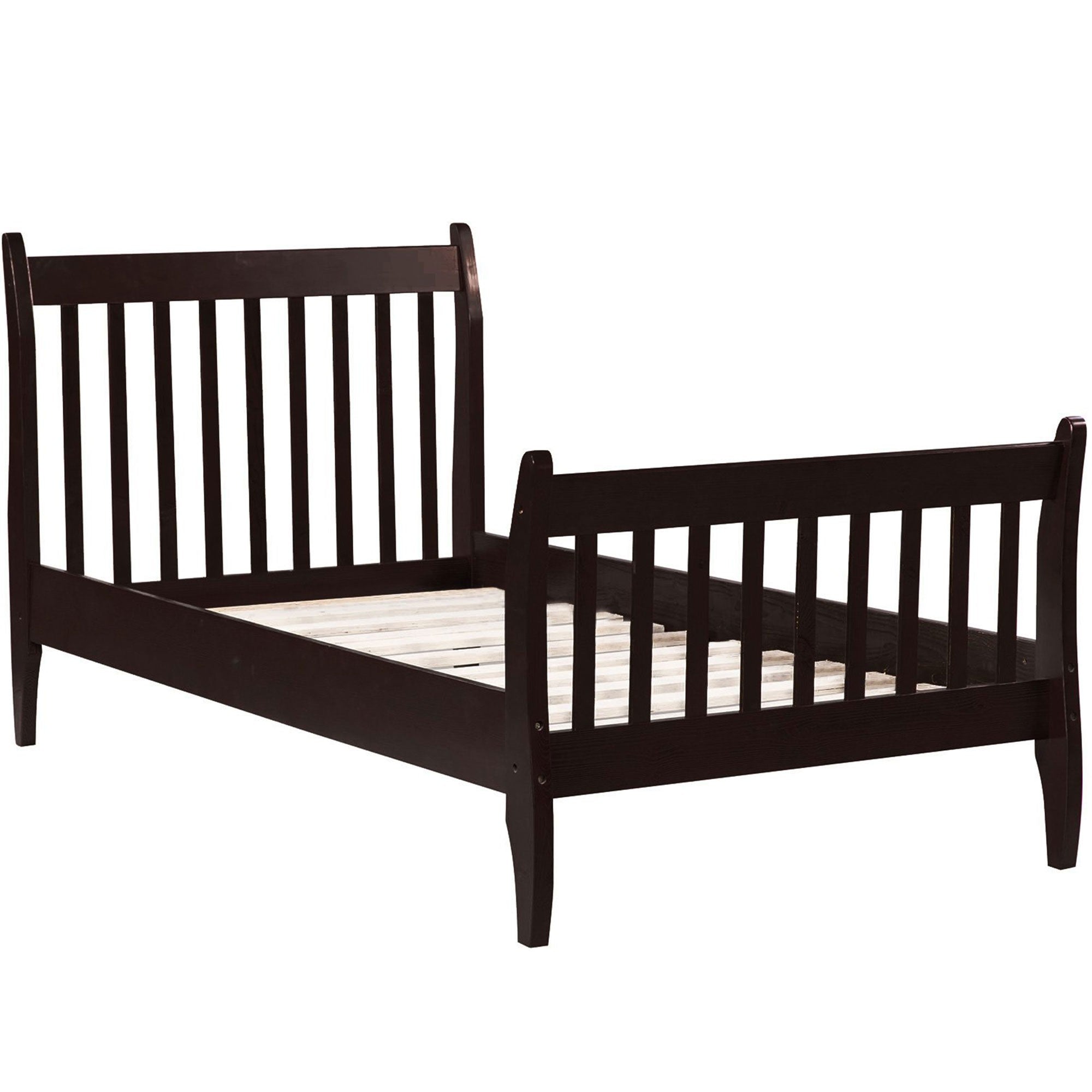 Twin Wood Frame Platform Bed with Headboard