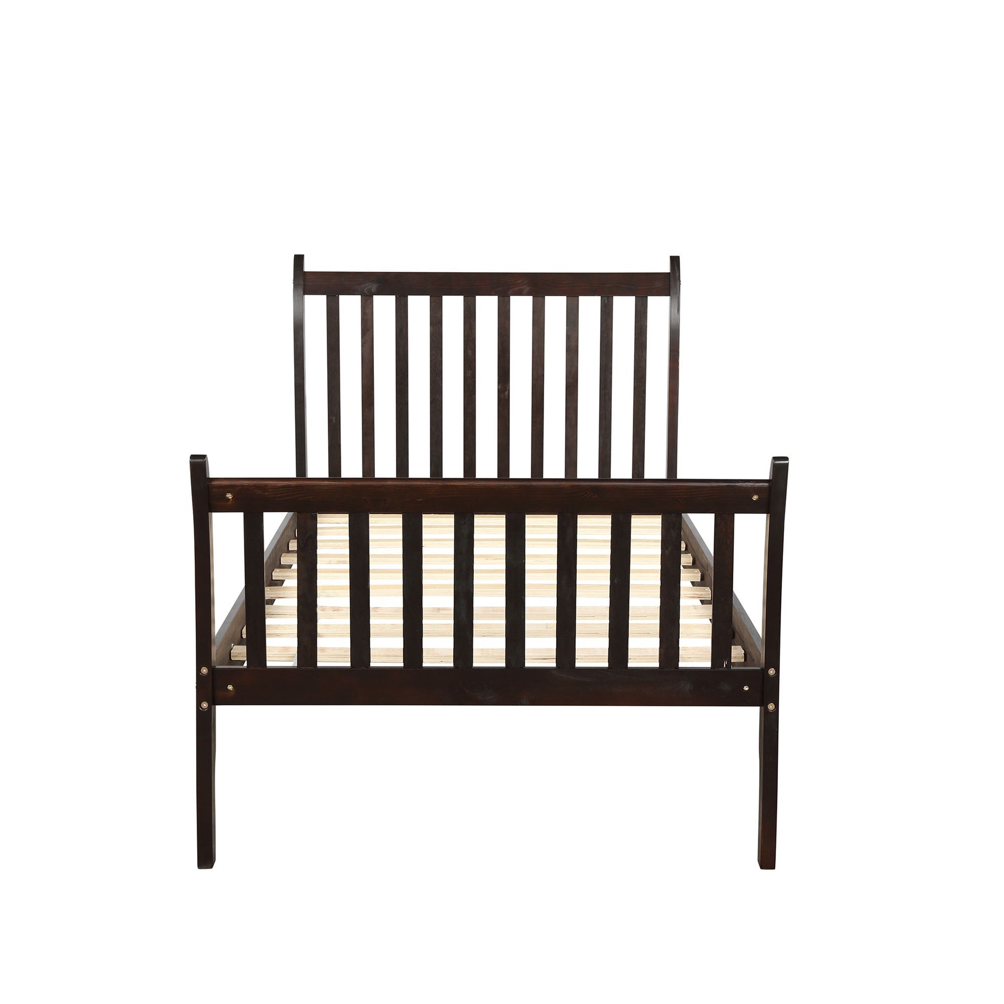 Twin Wood Frame Platform Bed with Headboard