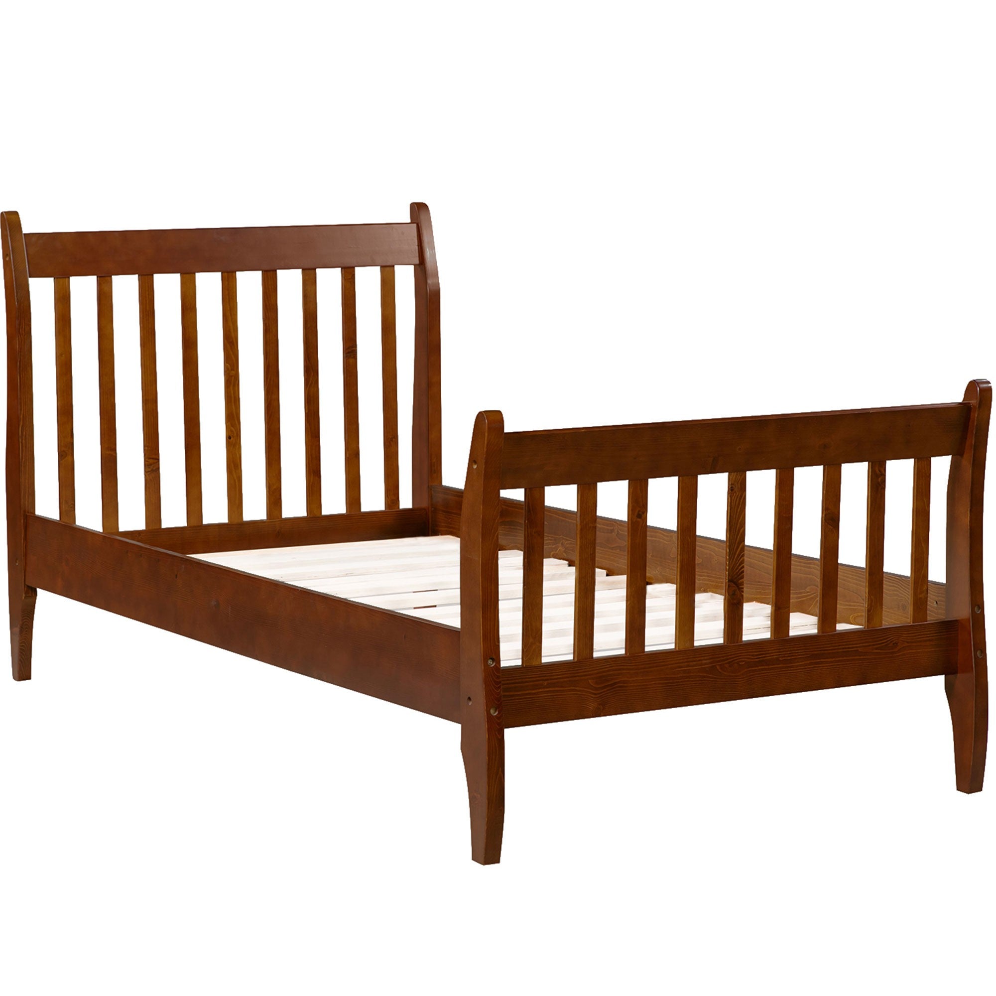 Twin Wood Frame Platform Bed with Headboard