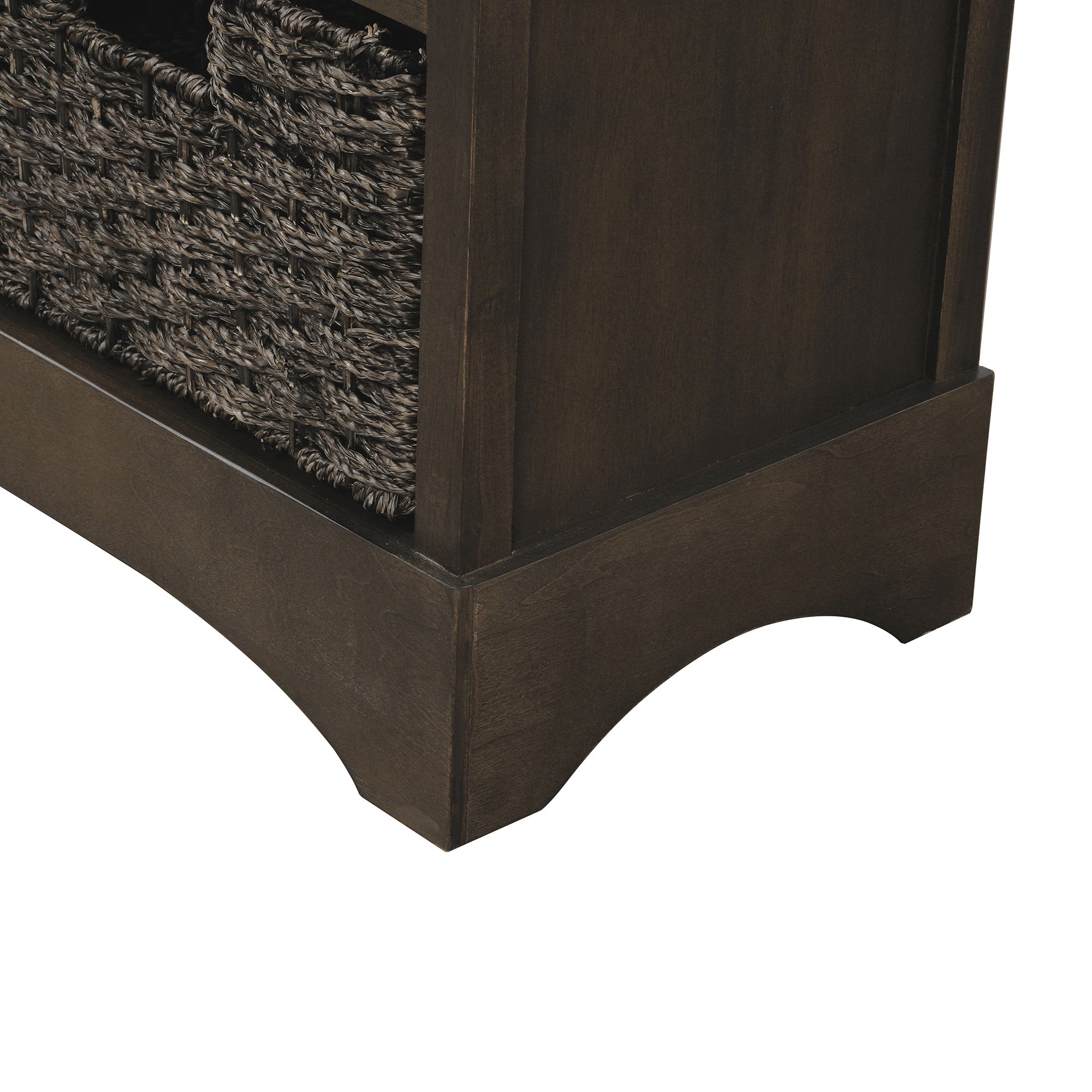 28'' Wood 2 Drawers Storage Cabinet with 4 Rattan Basket