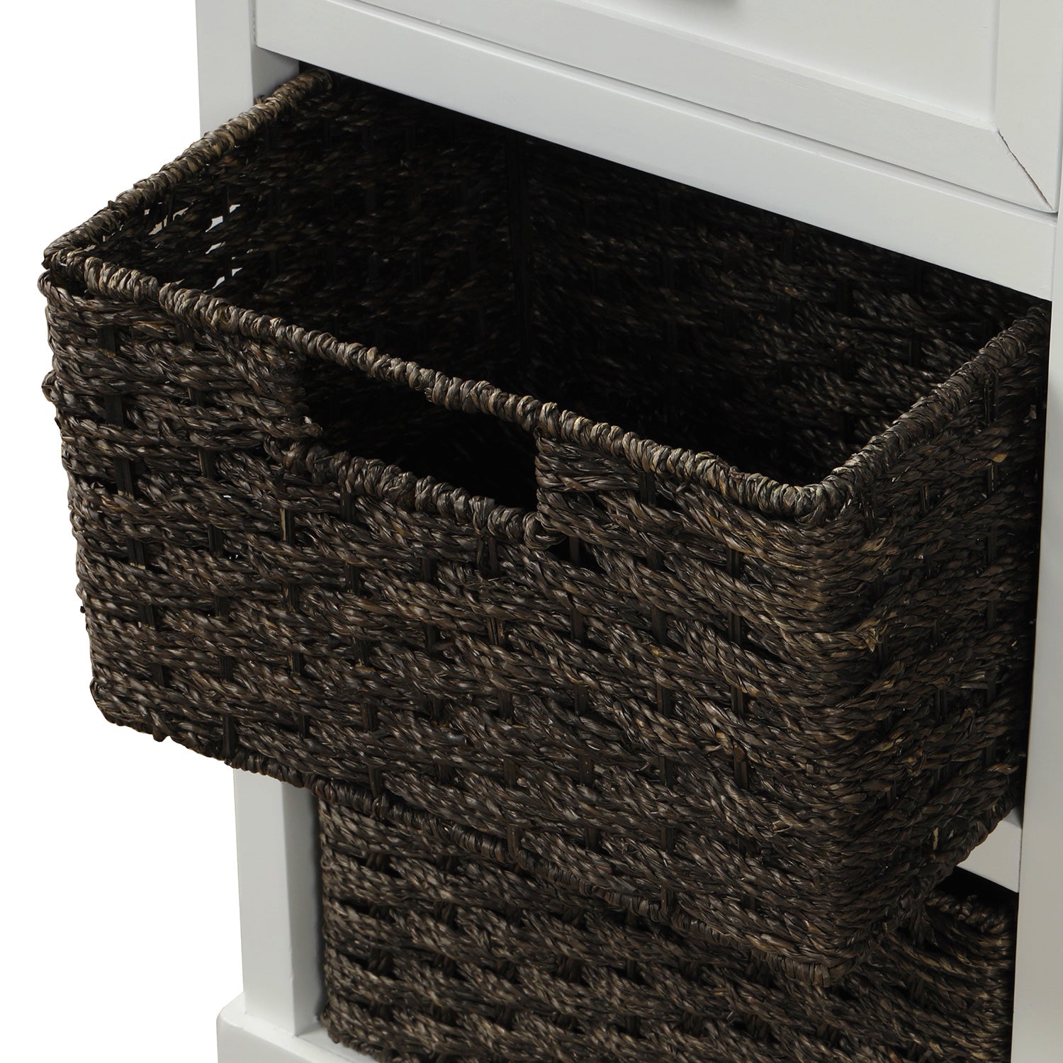 28'' Wood 2 Drawers Storage Cabinet with 4 Rattan Basket