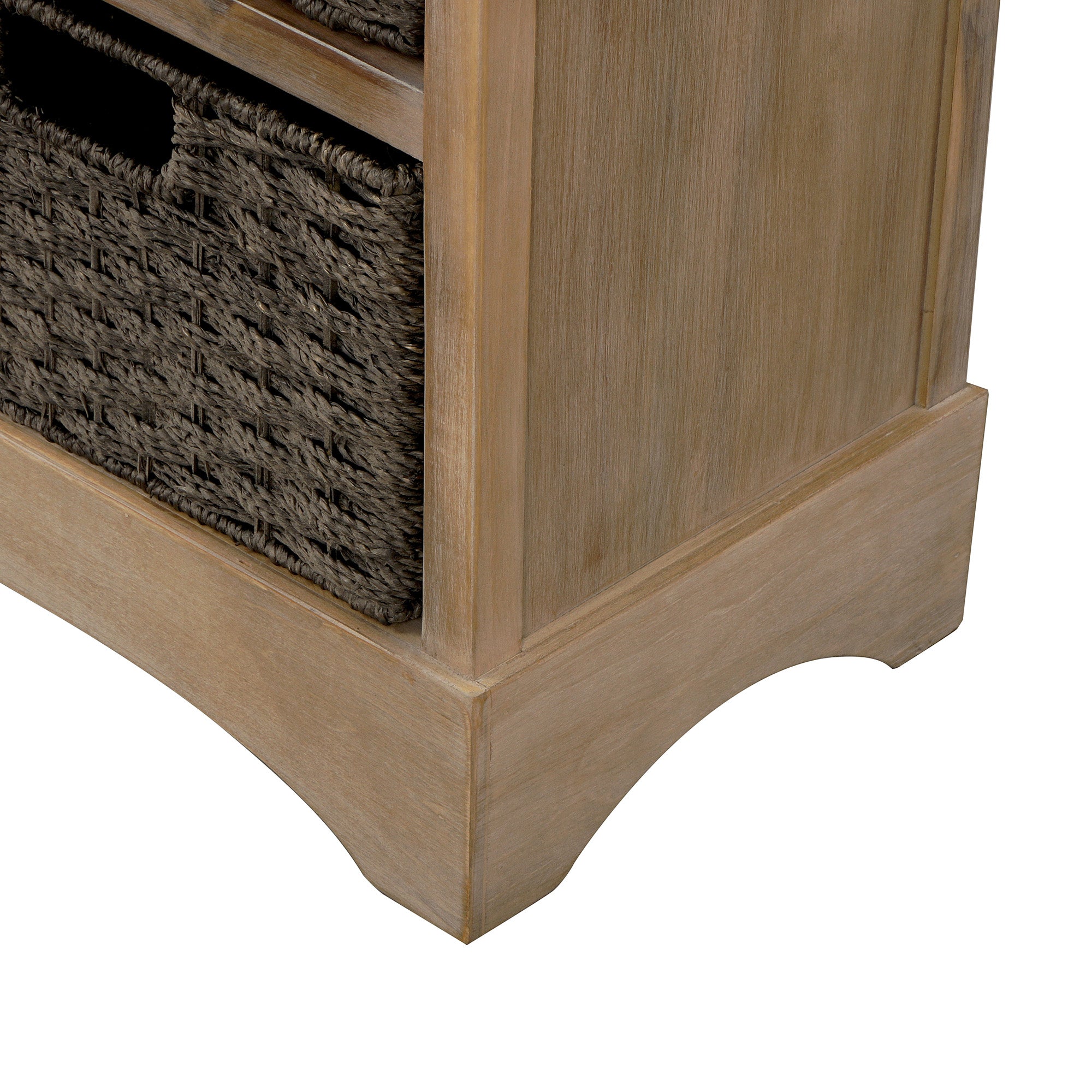 28'' Wood 2 Drawers Storage Cabinet with 4 Rattan Basket