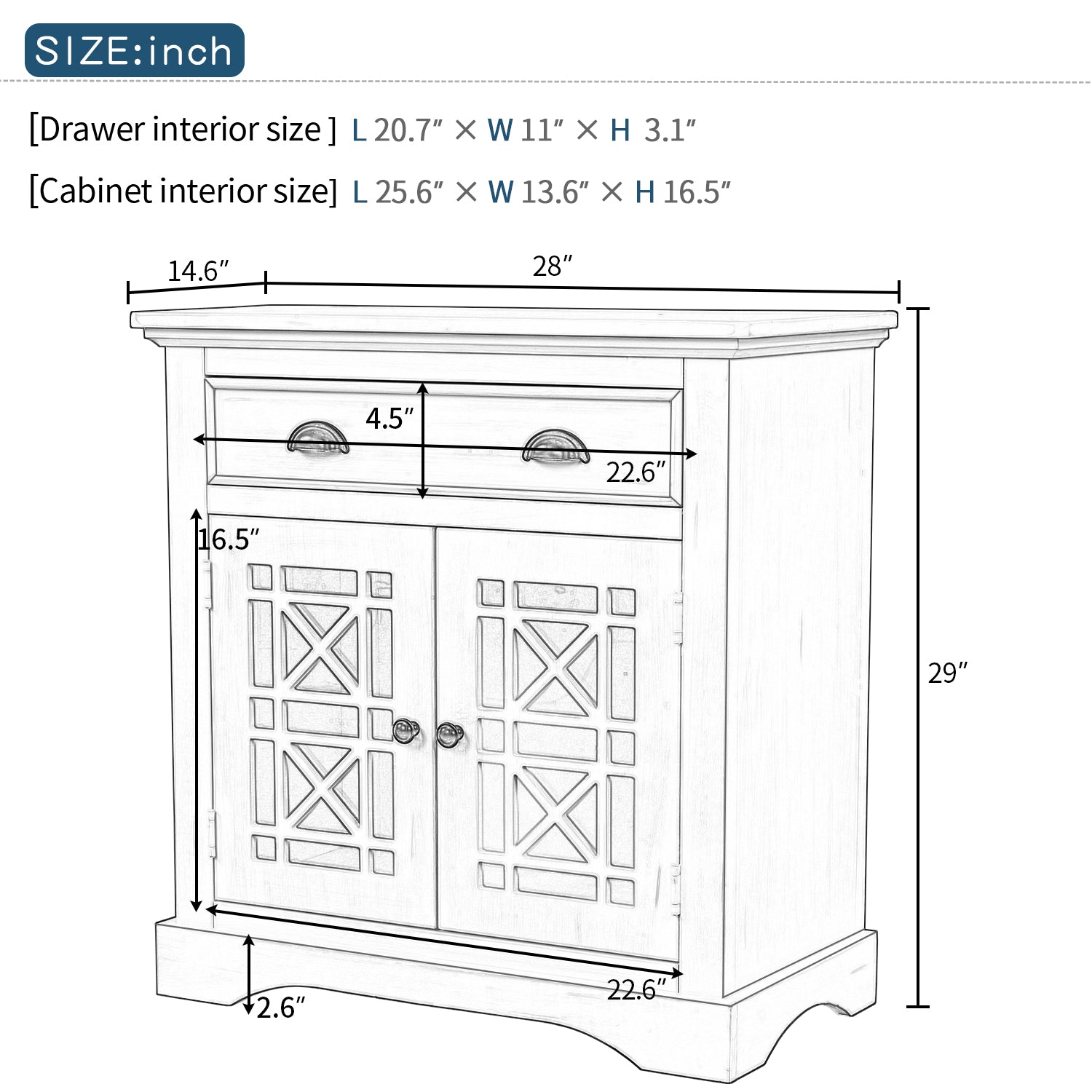 29'' Wood 2-door Storage Cabinet