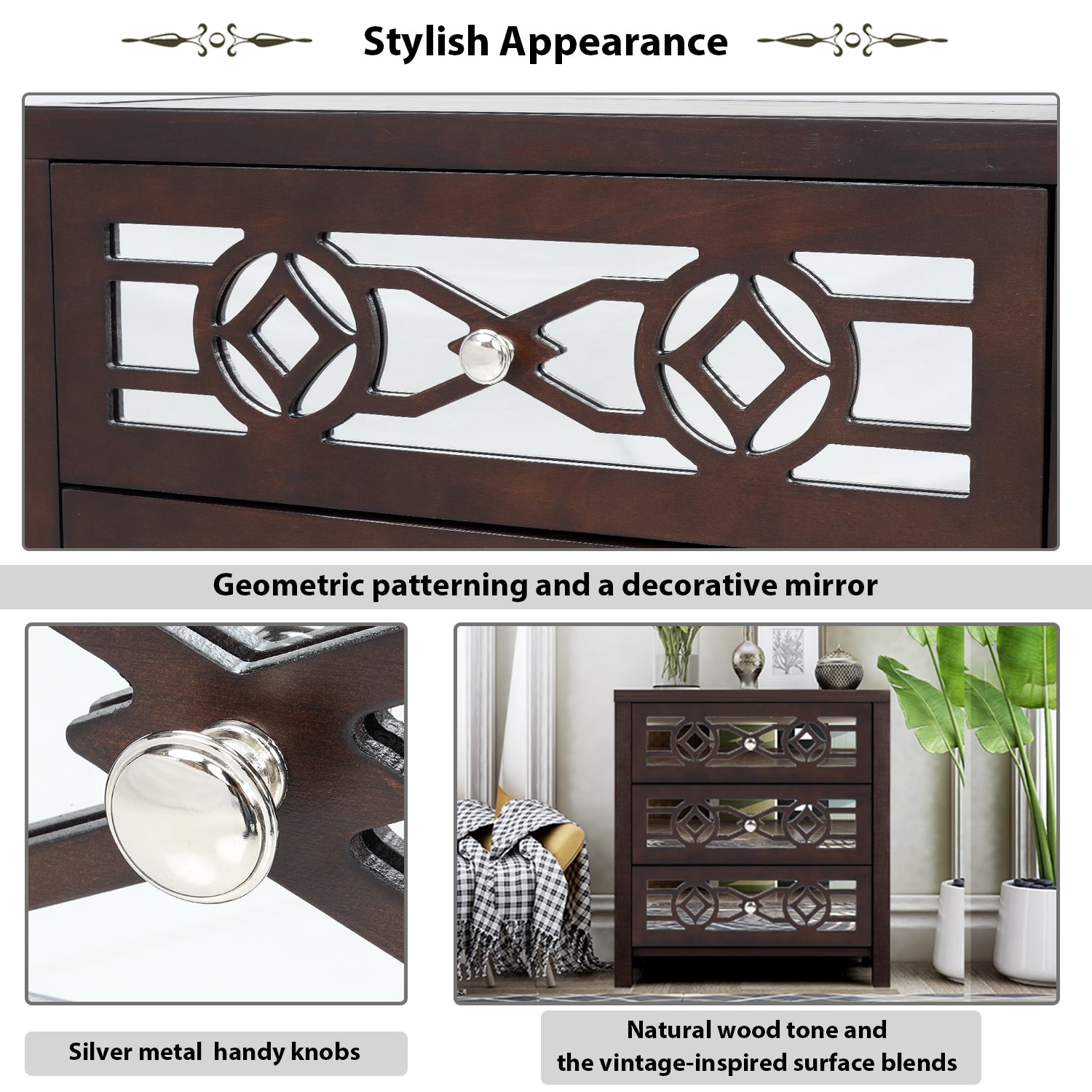 3-Drawer Wood Bachelor's Chest