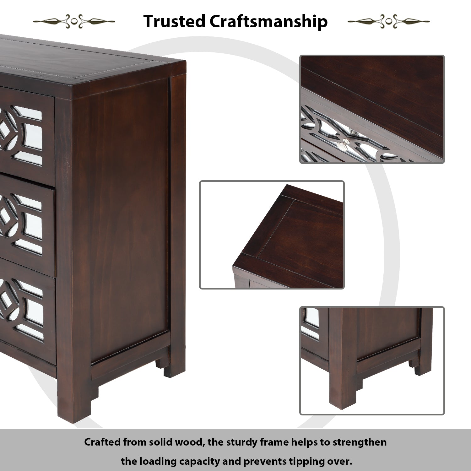 3-Drawer Wood Bachelor's Chest