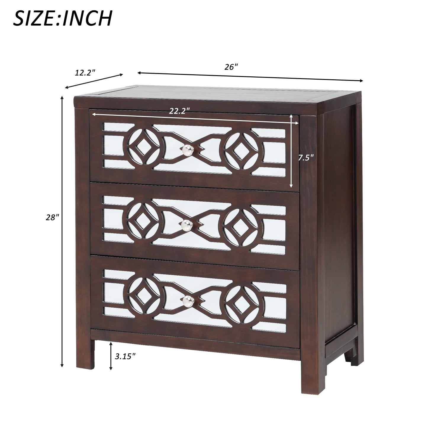 3-Drawer Wood Bachelor's Chest