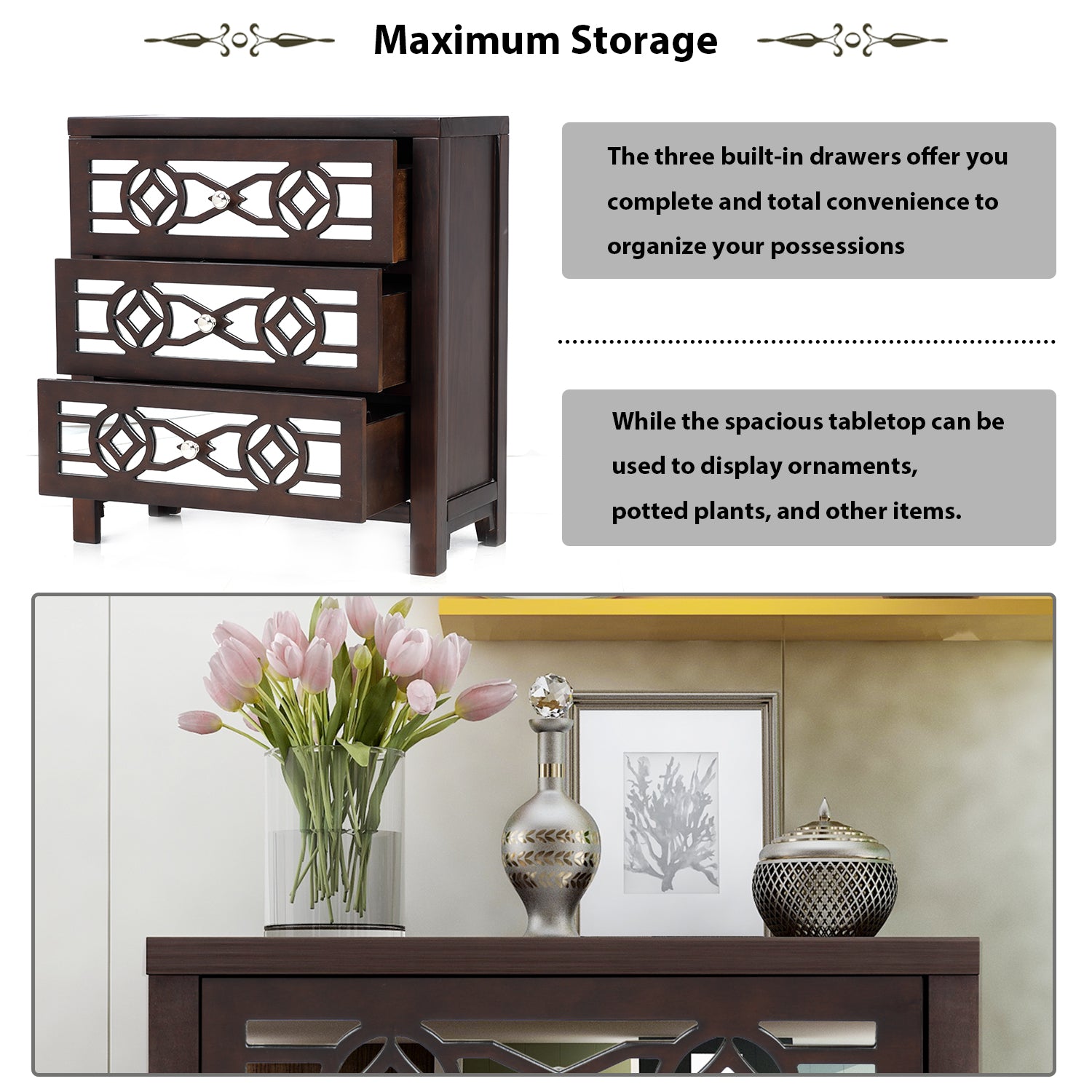 3-Drawer Wood Bachelor's Chest