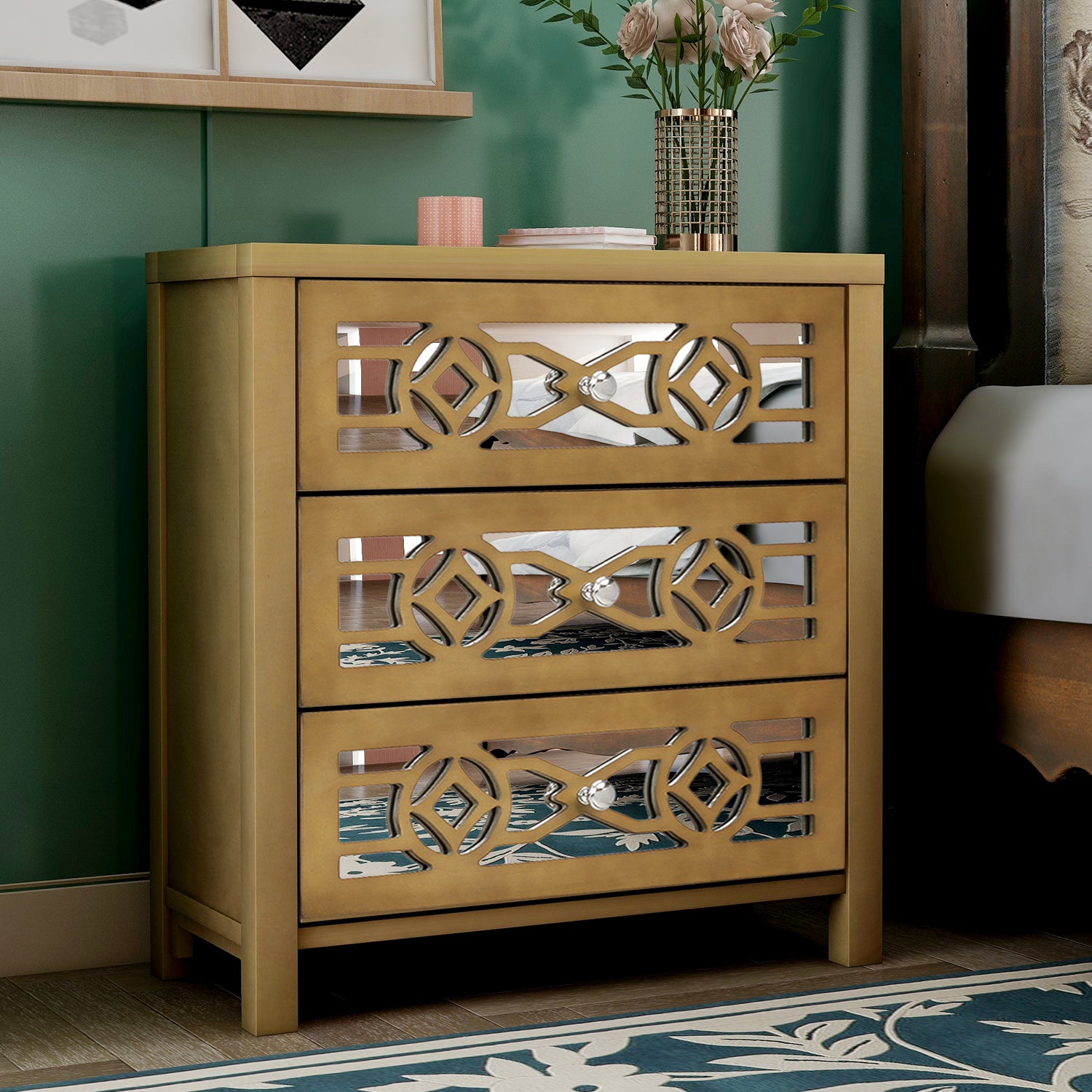3-Drawer Wood Bachelor's Chest