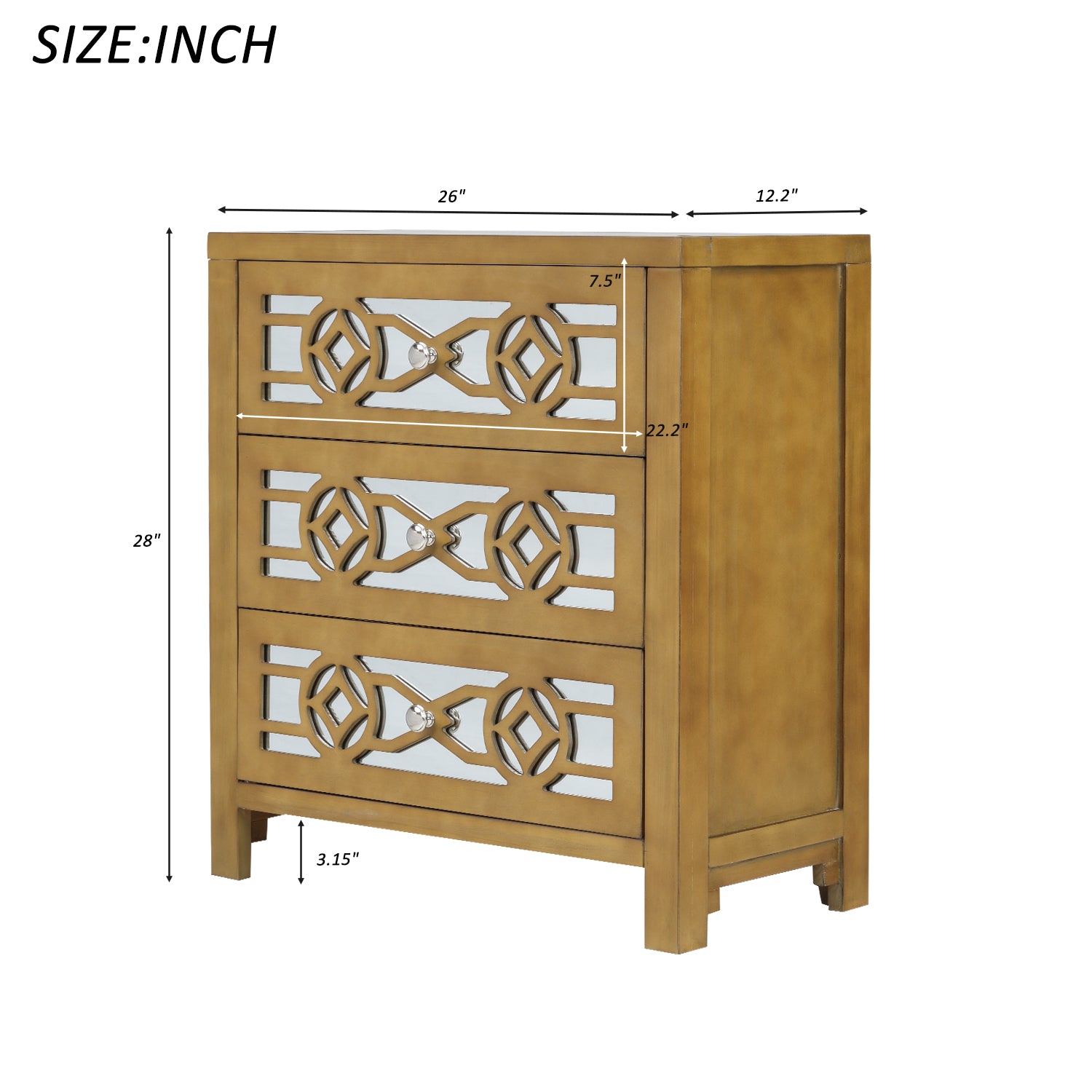 3-Drawer Wood Bachelor's Chest