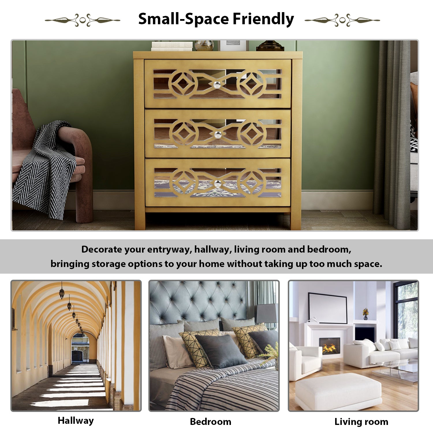 3-Drawer Wood Bachelor's Chest