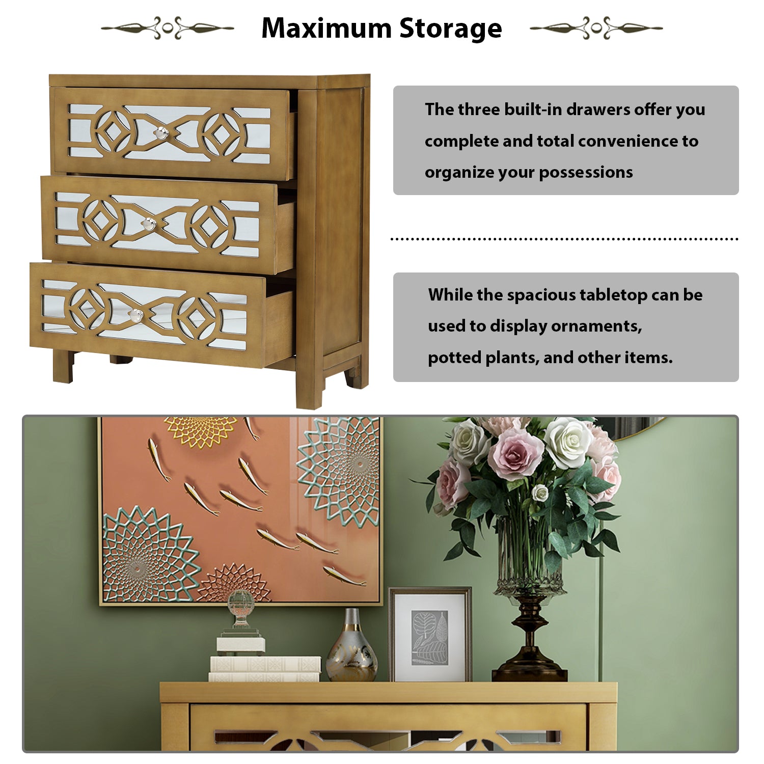 3-Drawer Wood Bachelor's Chest