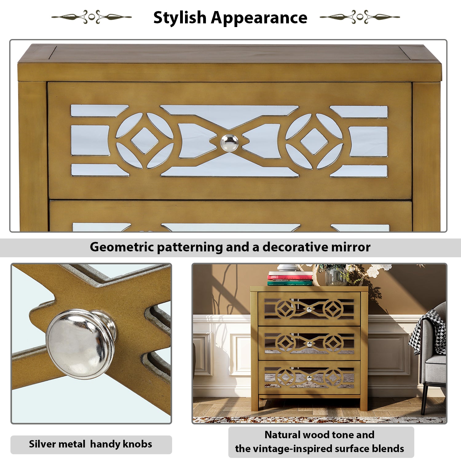 3-Drawer Wood Bachelor's Chest