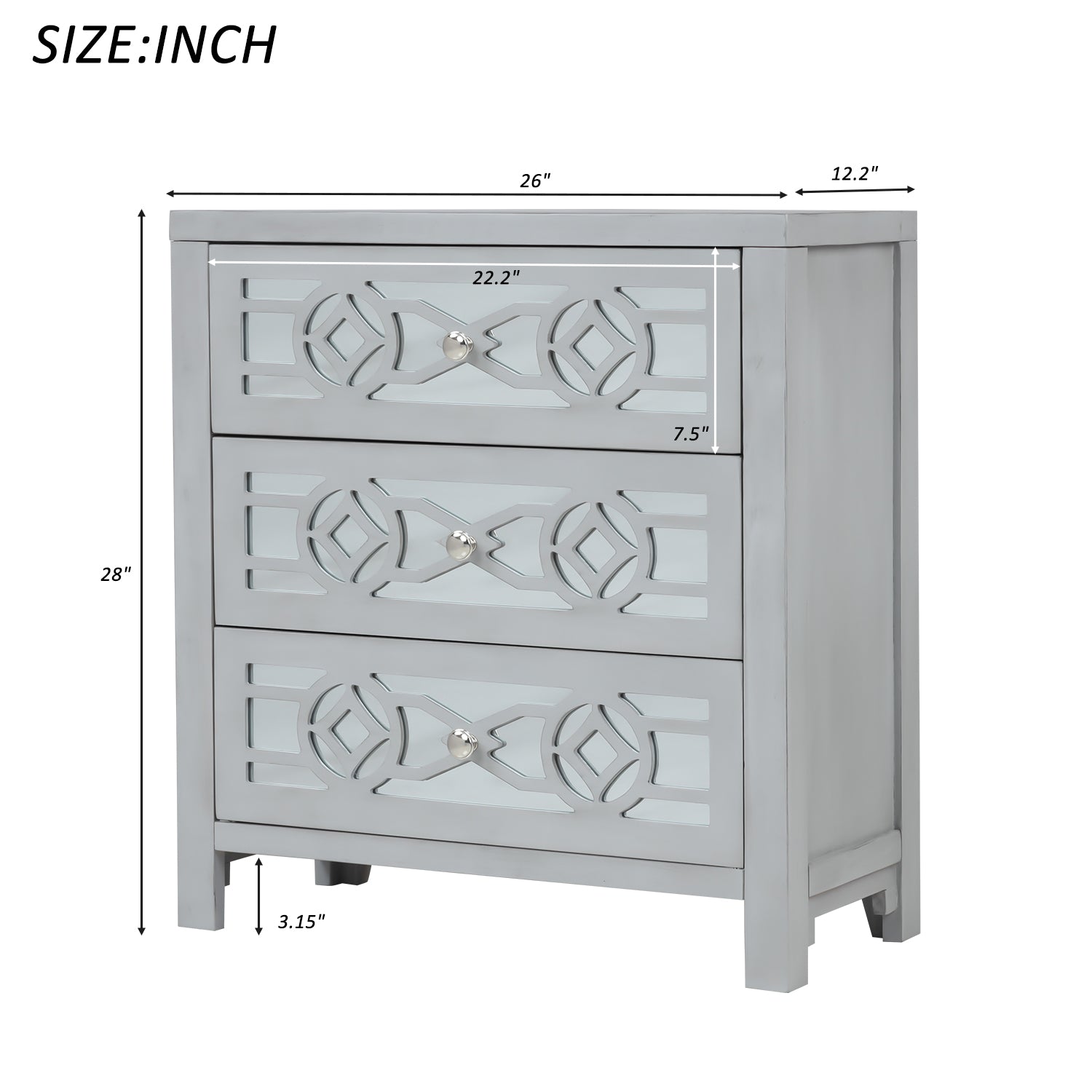 3-Drawer Wood Bachelor's Chest
