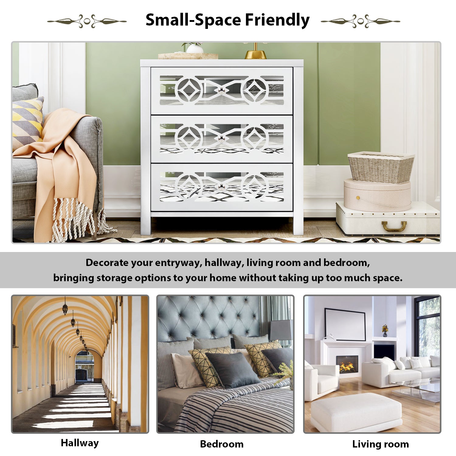 3-Drawer Wood Bachelor's Chest