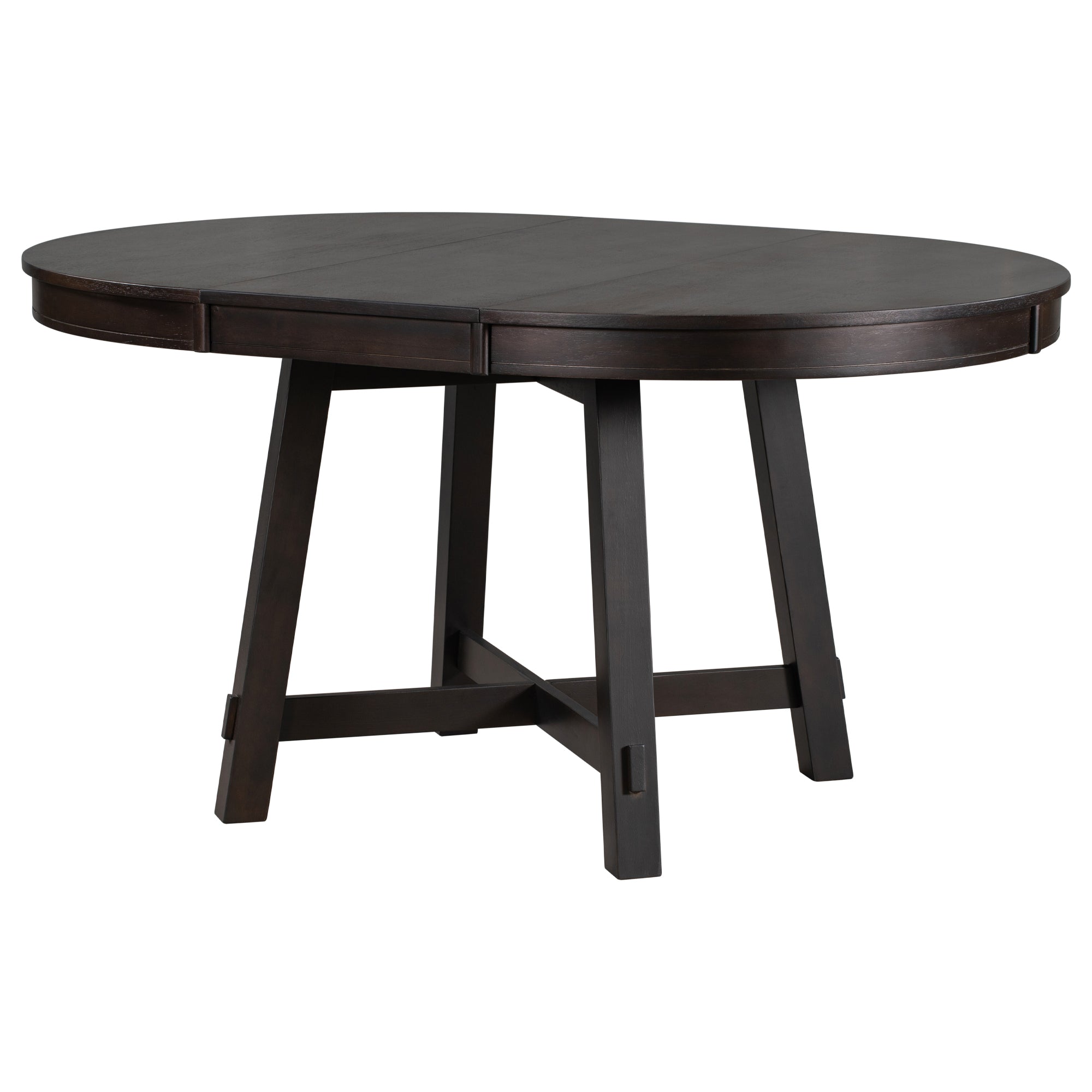 5-Piece Farmhouse Wood Round Extendable Dining Table Set and 4 Upholstered Dining Chairs