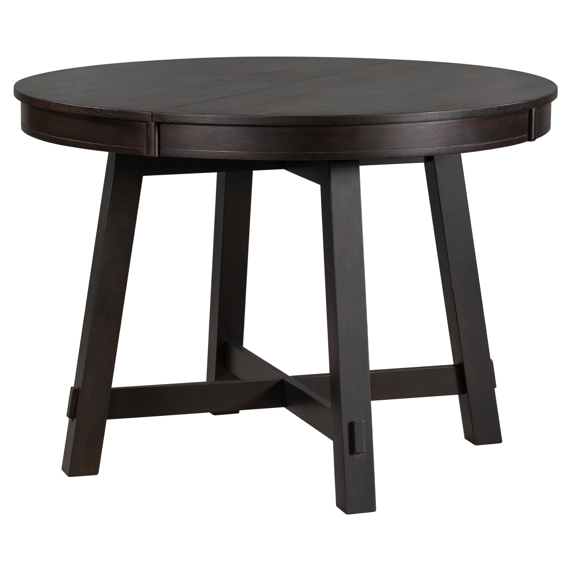 5-Piece Farmhouse Wood Round Extendable Dining Table Set and 4 Upholstered Dining Chairs