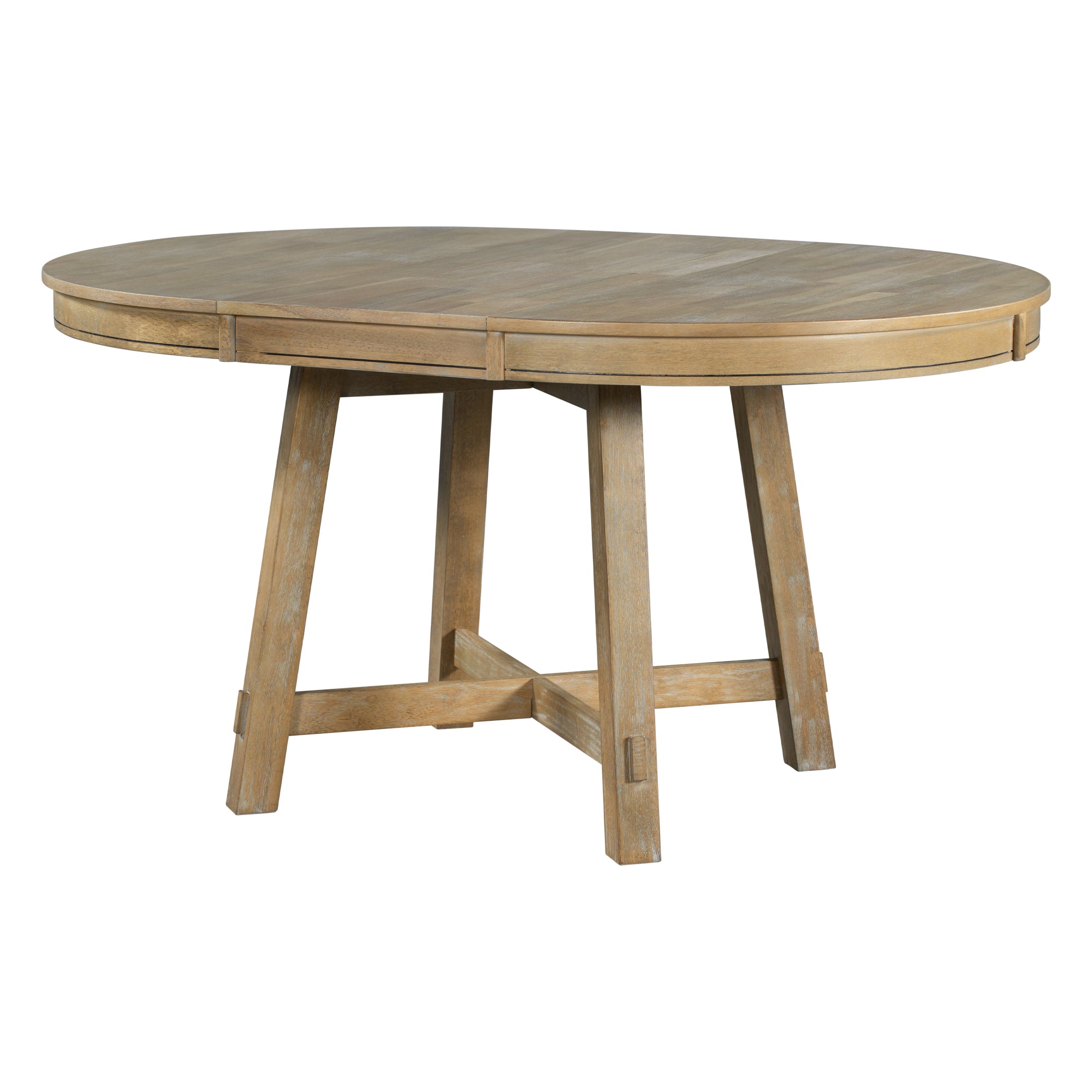 5-Piece Farmhouse Wood Round Extendable Dining Table Set and 4 Upholstered Dining Chairs
