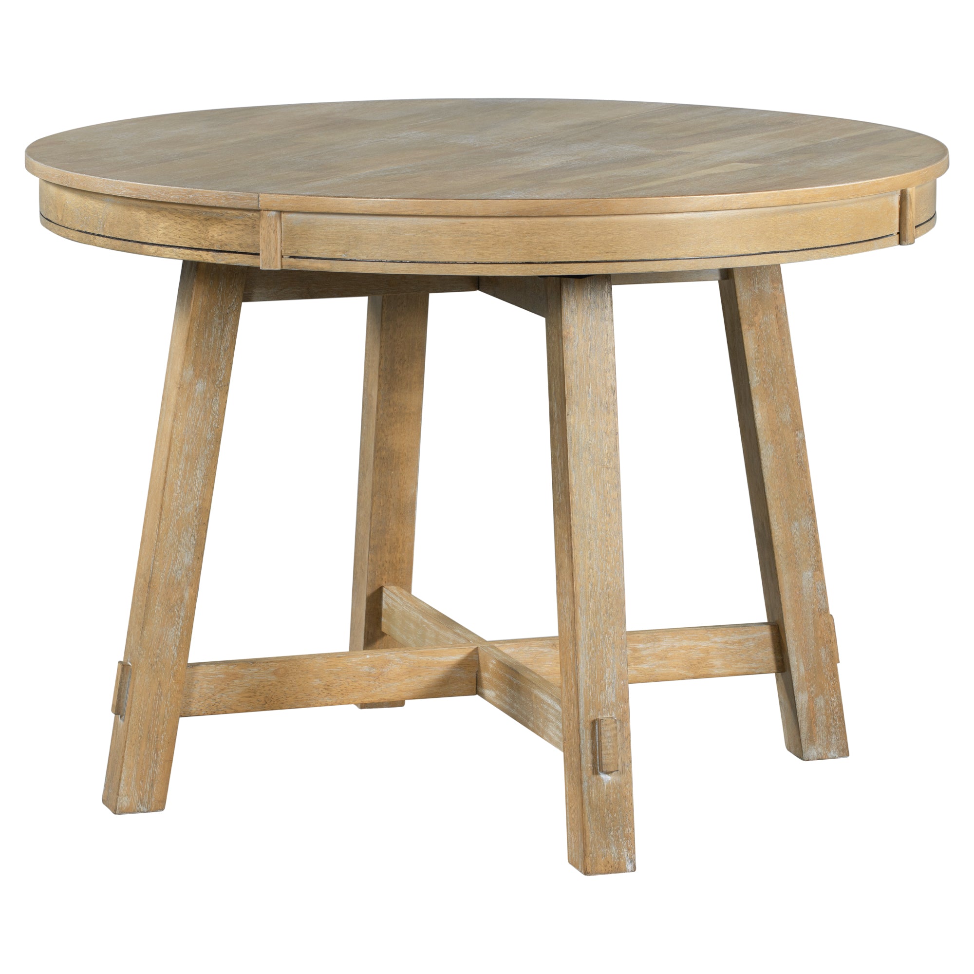 5-Piece Farmhouse Wood Round Extendable Dining Table Set and 4 Upholstered Dining Chairs