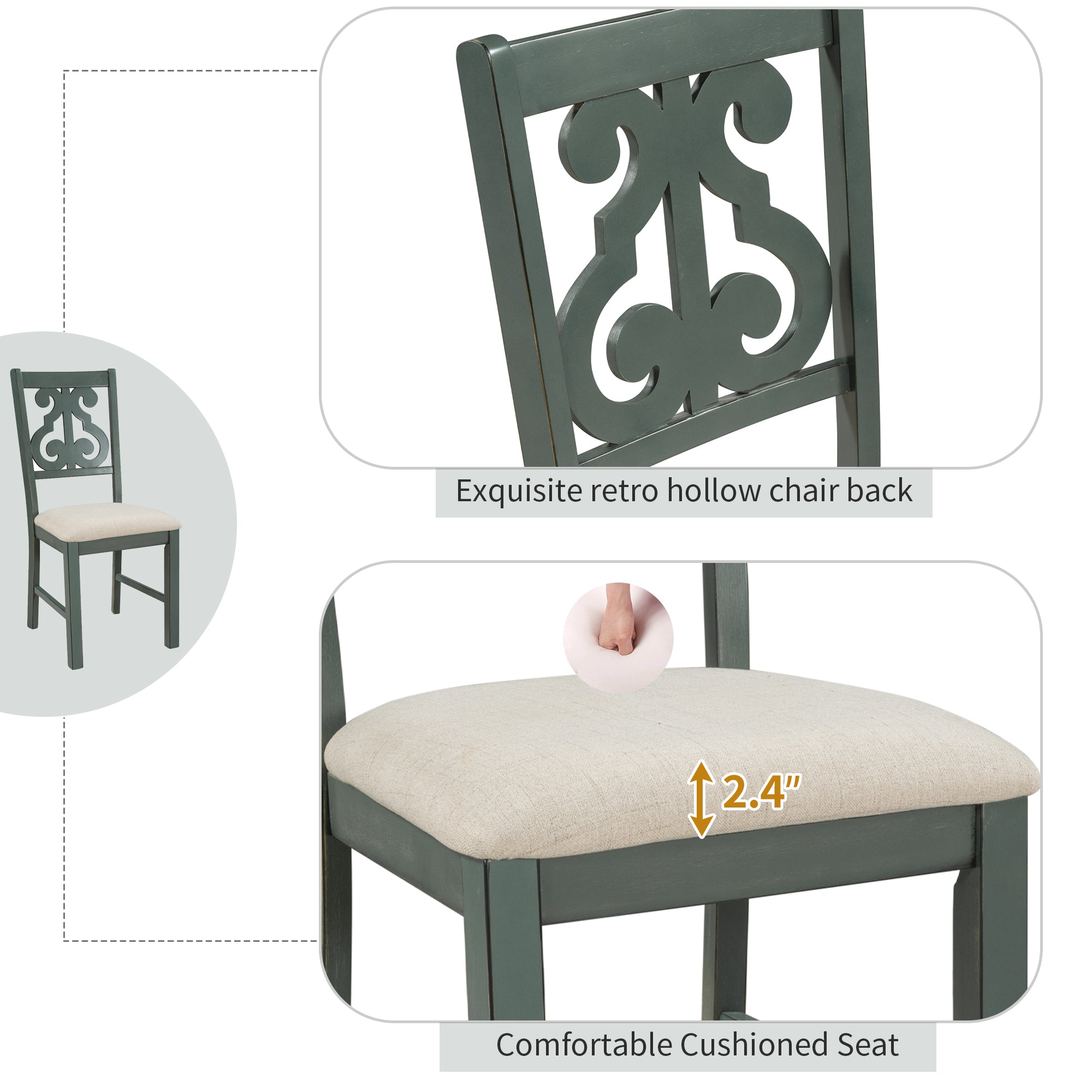 5-Piece Round Dining Table and 4 Chair Set