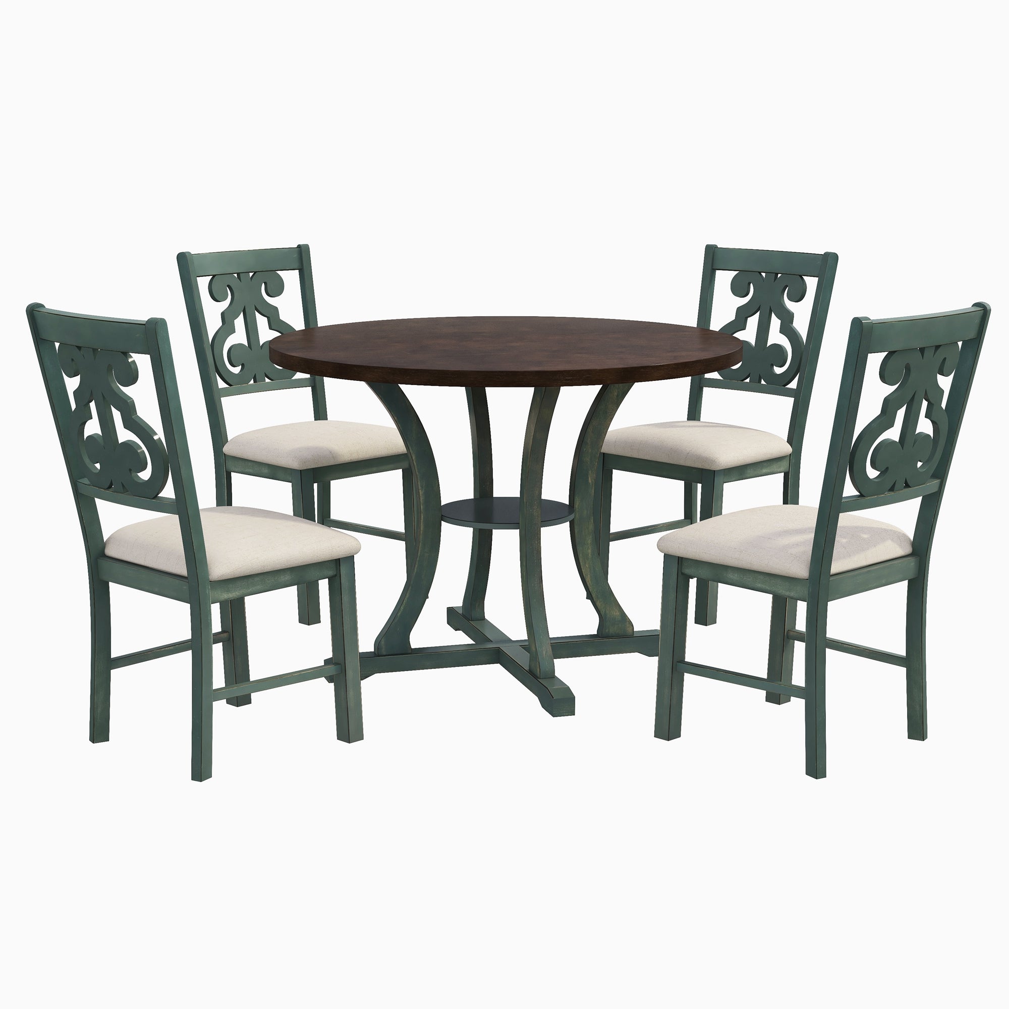 5-Piece Round Dining Table and 4 Chair Set