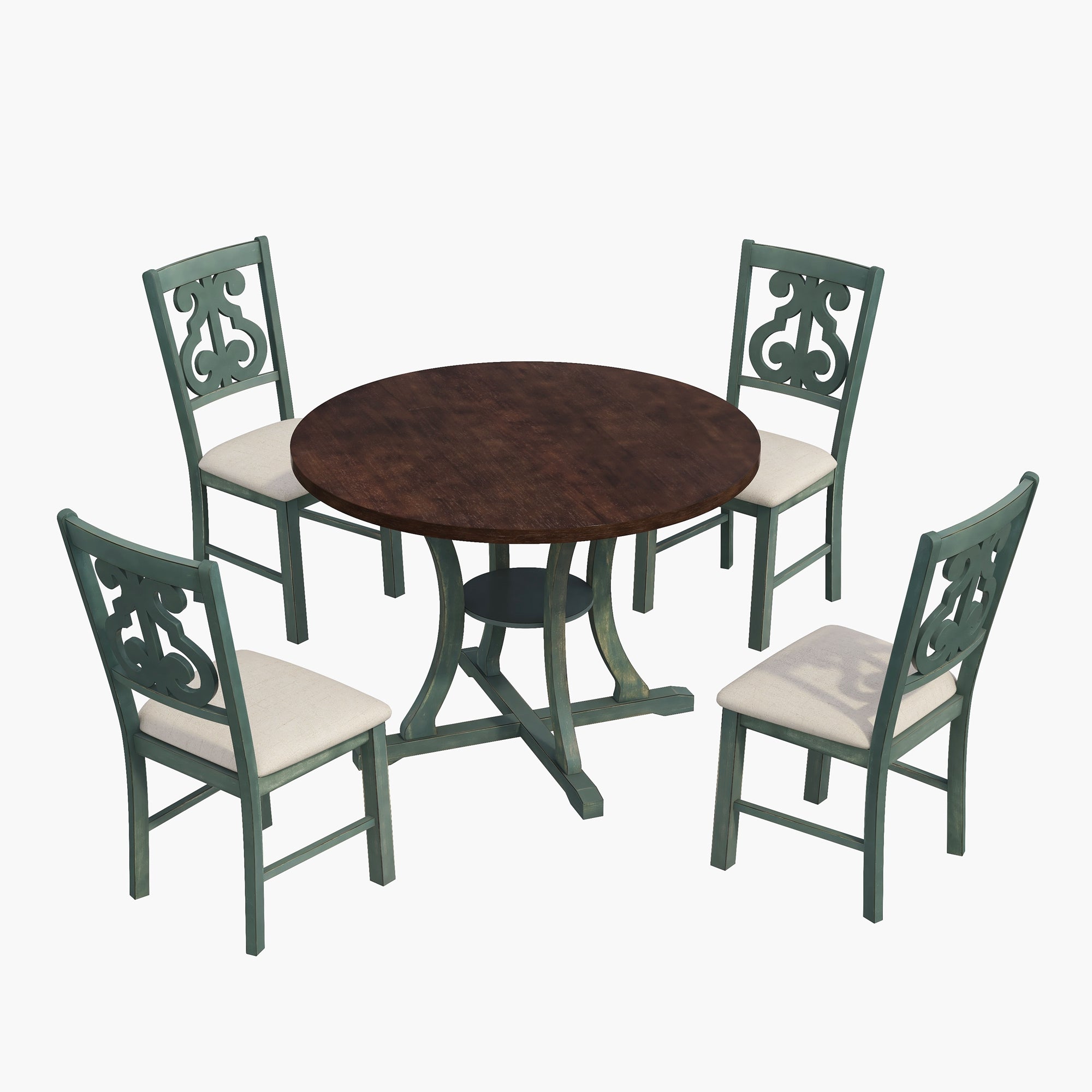 5-Piece Round Dining Table and 4 Chair Set