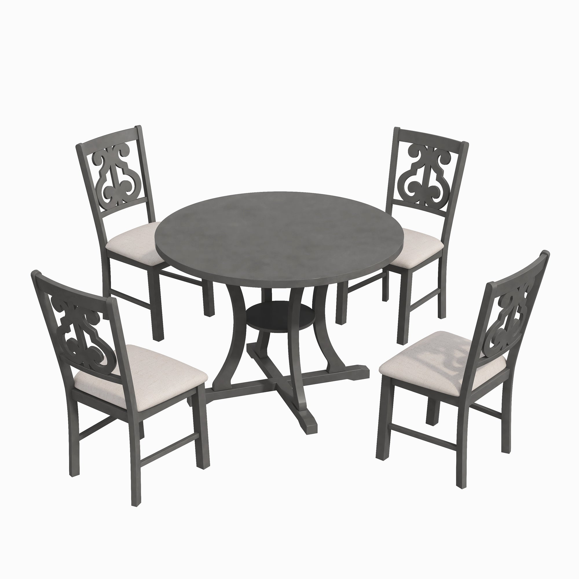5-Piece Round Dining Table and 4 Chair Set