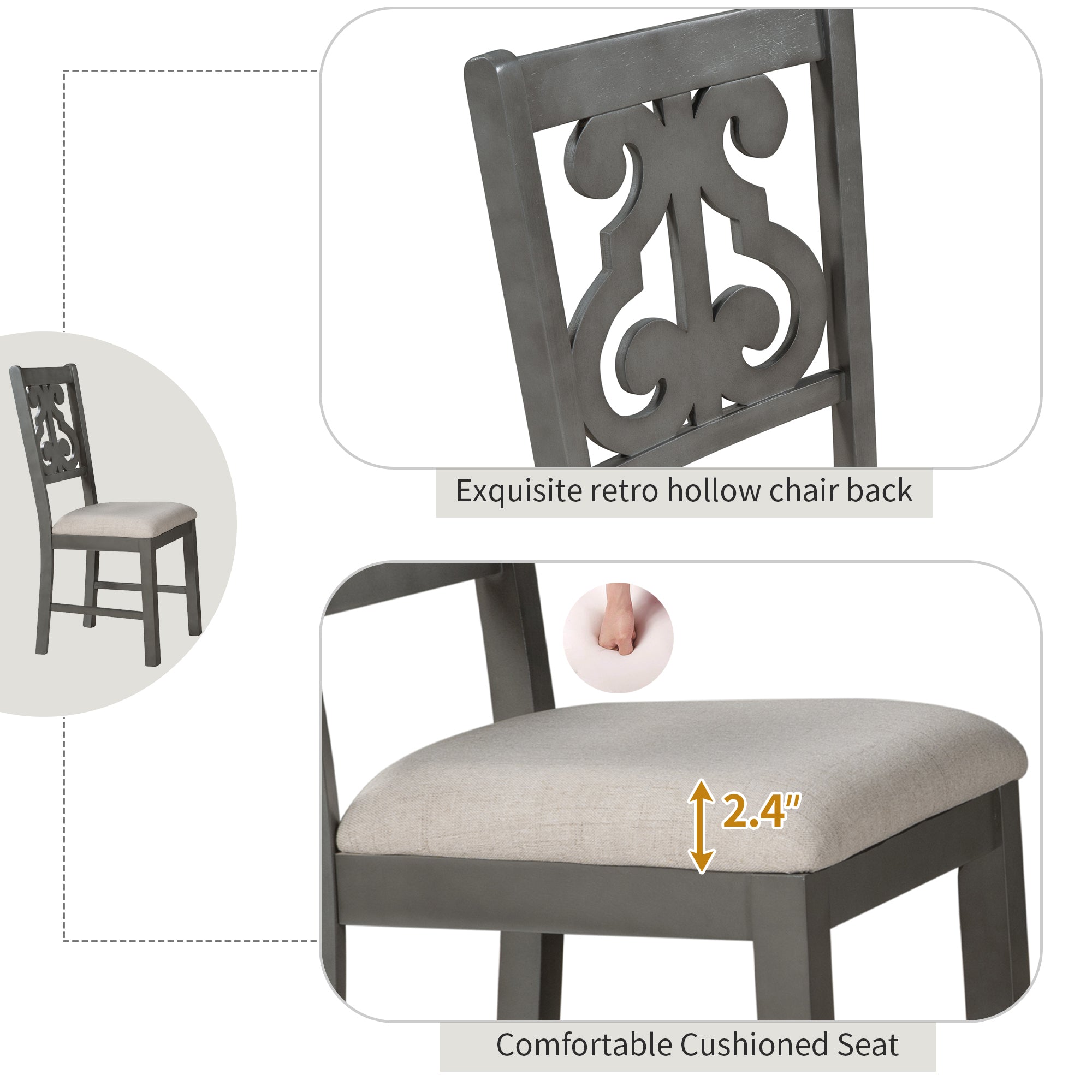 5-Piece Round Dining Table and 4 Chair Set