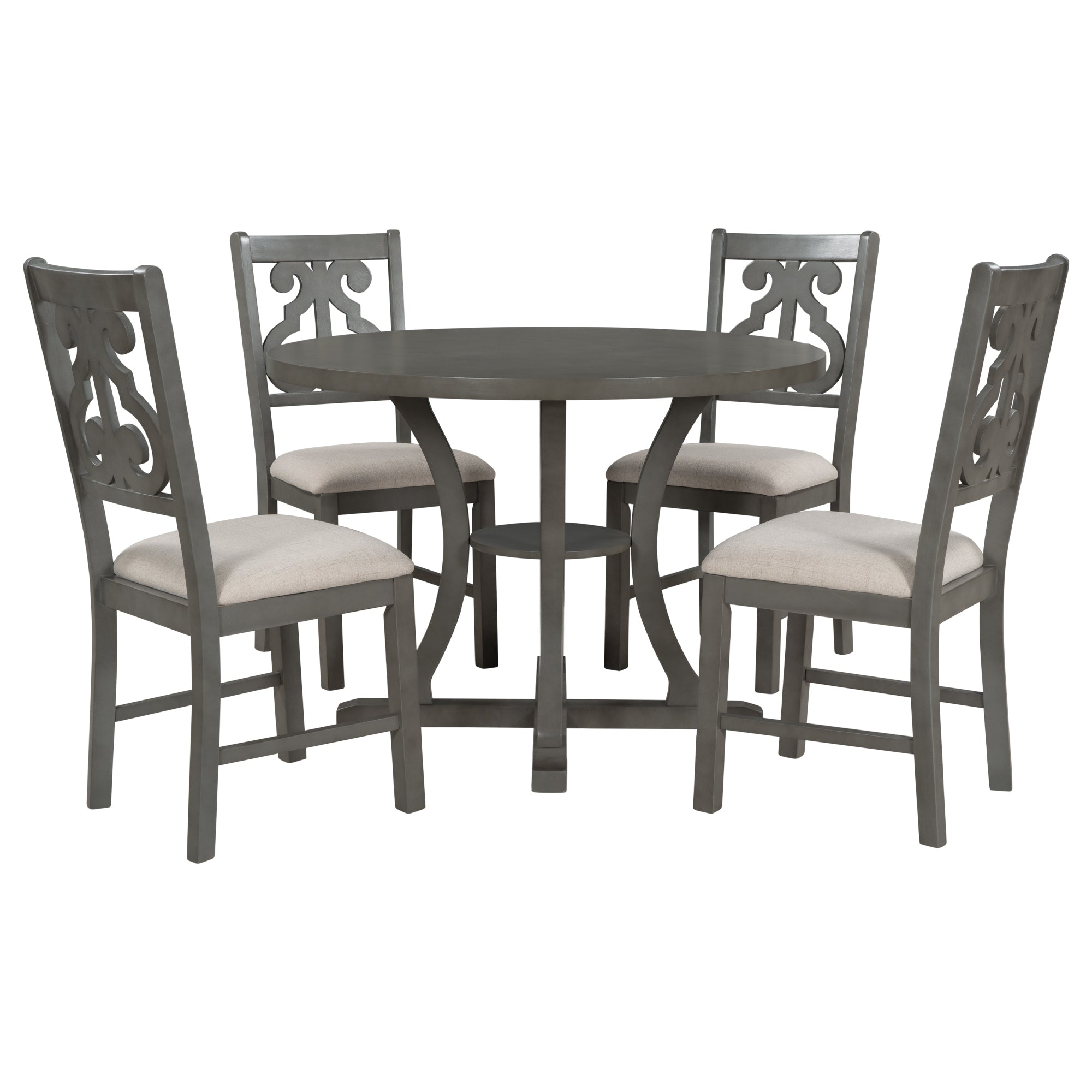 5-Piece Round Dining Table and 4 Chair Set
