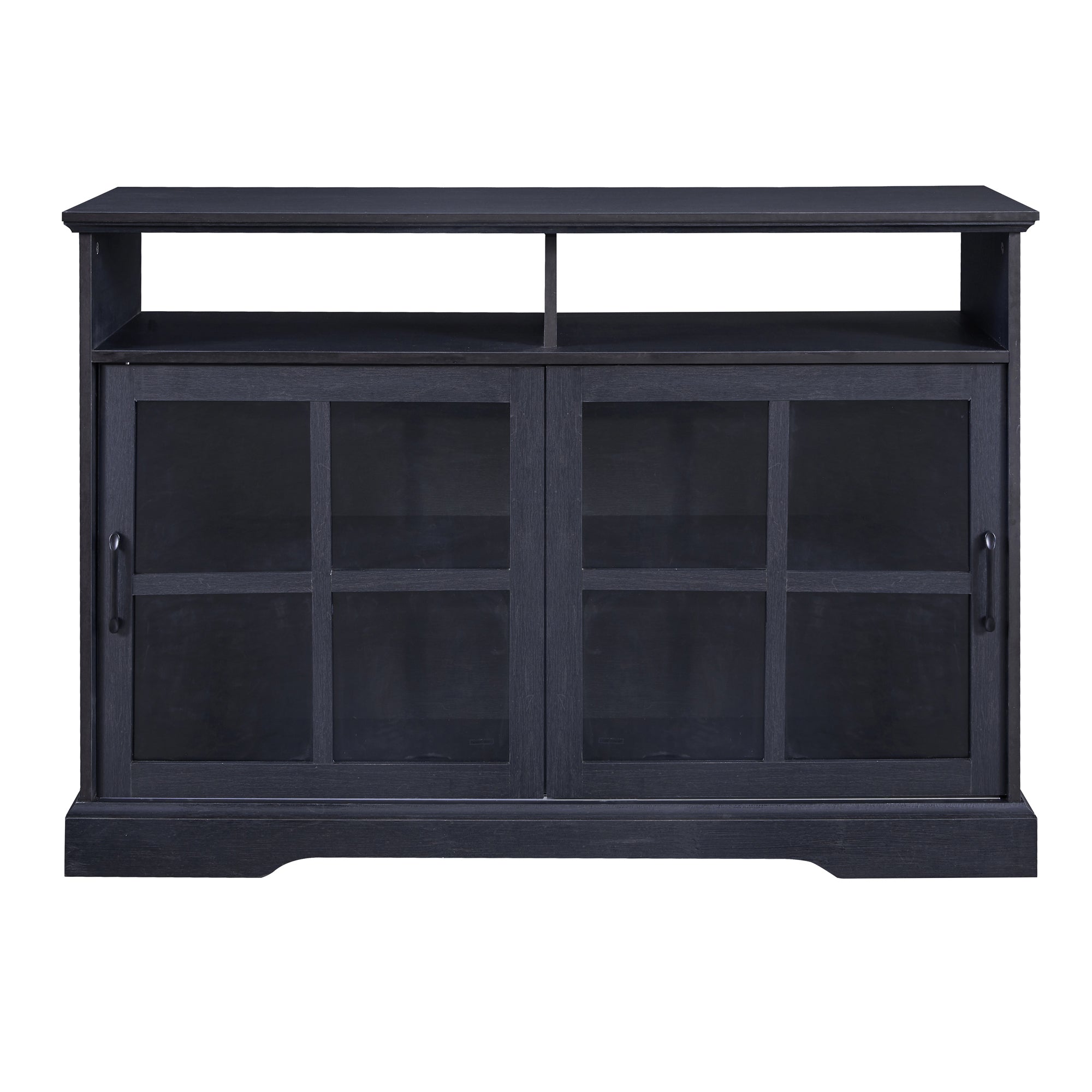 47-inch Wood Sideboard with Glass Sliding Doors and Adjustable Shelves