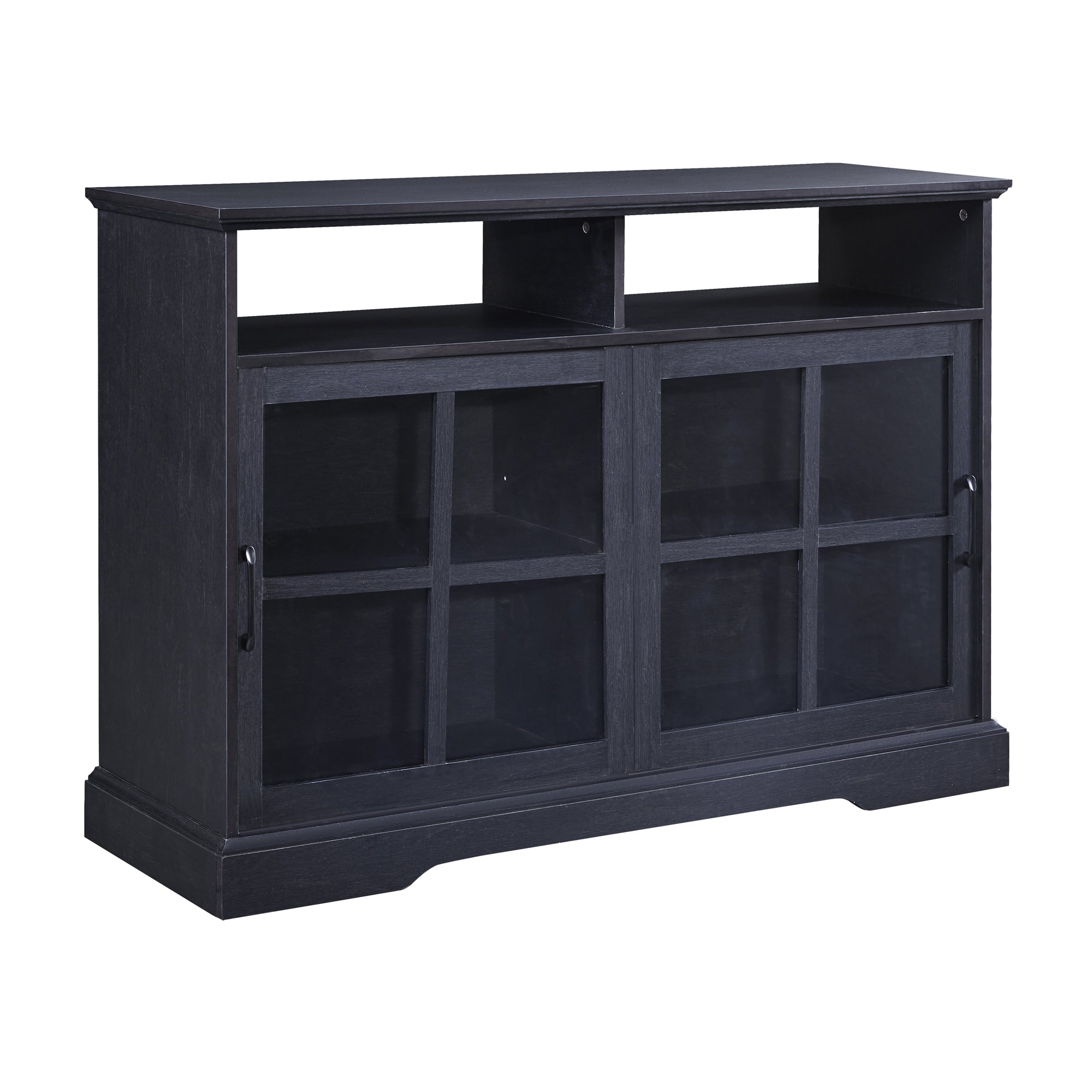 47-inch Wood Sideboard with Glass Sliding Doors and Adjustable Shelves
