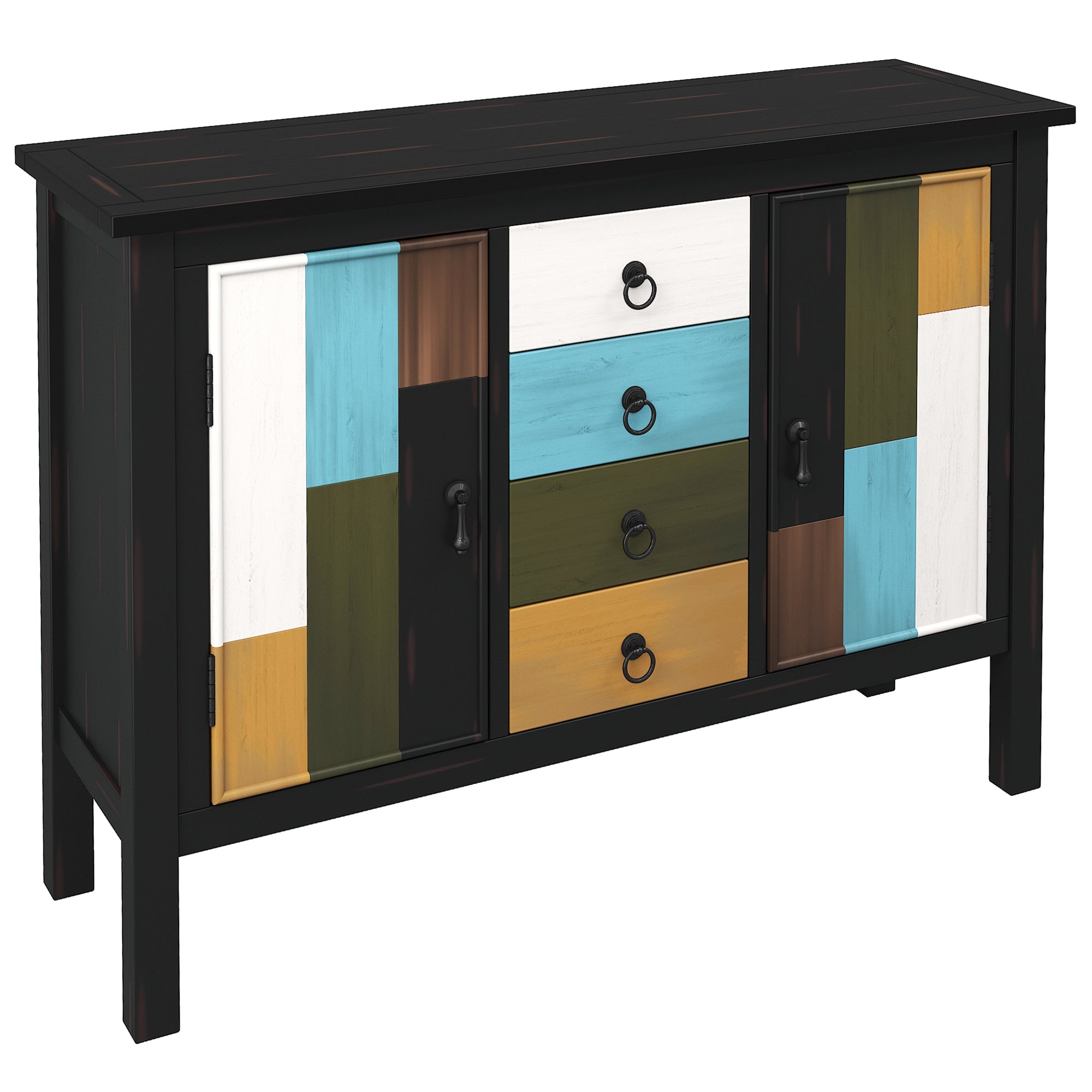 40-inch Wood Sideboard with 4 Drawer and Large Cabinets