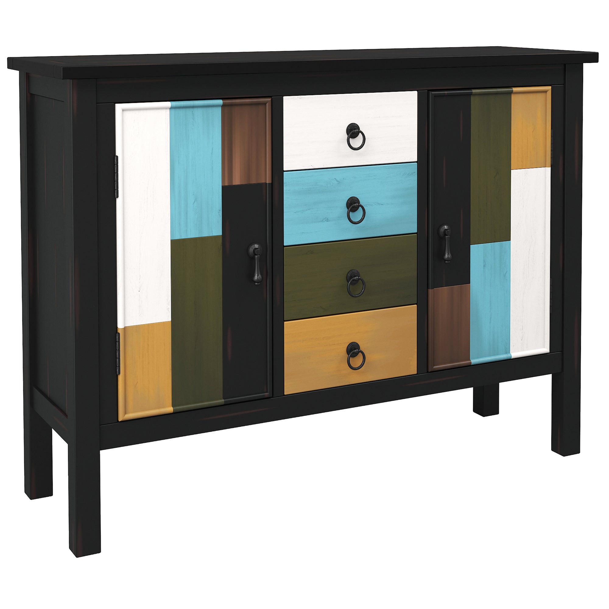 40-inch Wood Sideboard with 4 Drawer and Large Cabinets