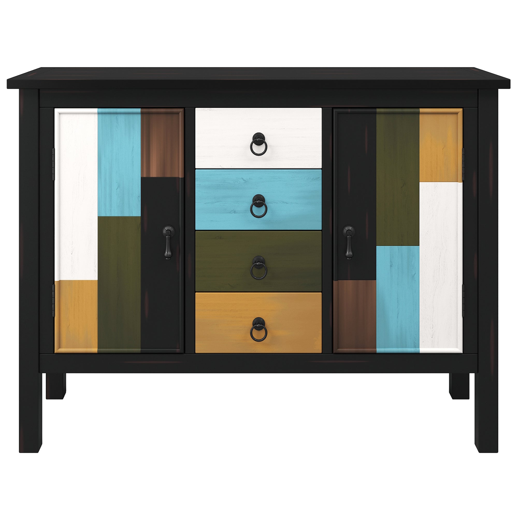 40-inch Wood Sideboard with 4 Drawer and Large Cabinets