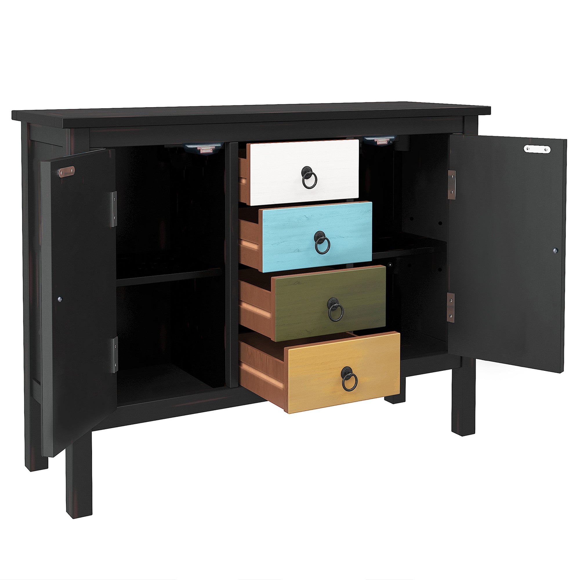 40-inch Wood Sideboard with 4 Drawer and Large Cabinets