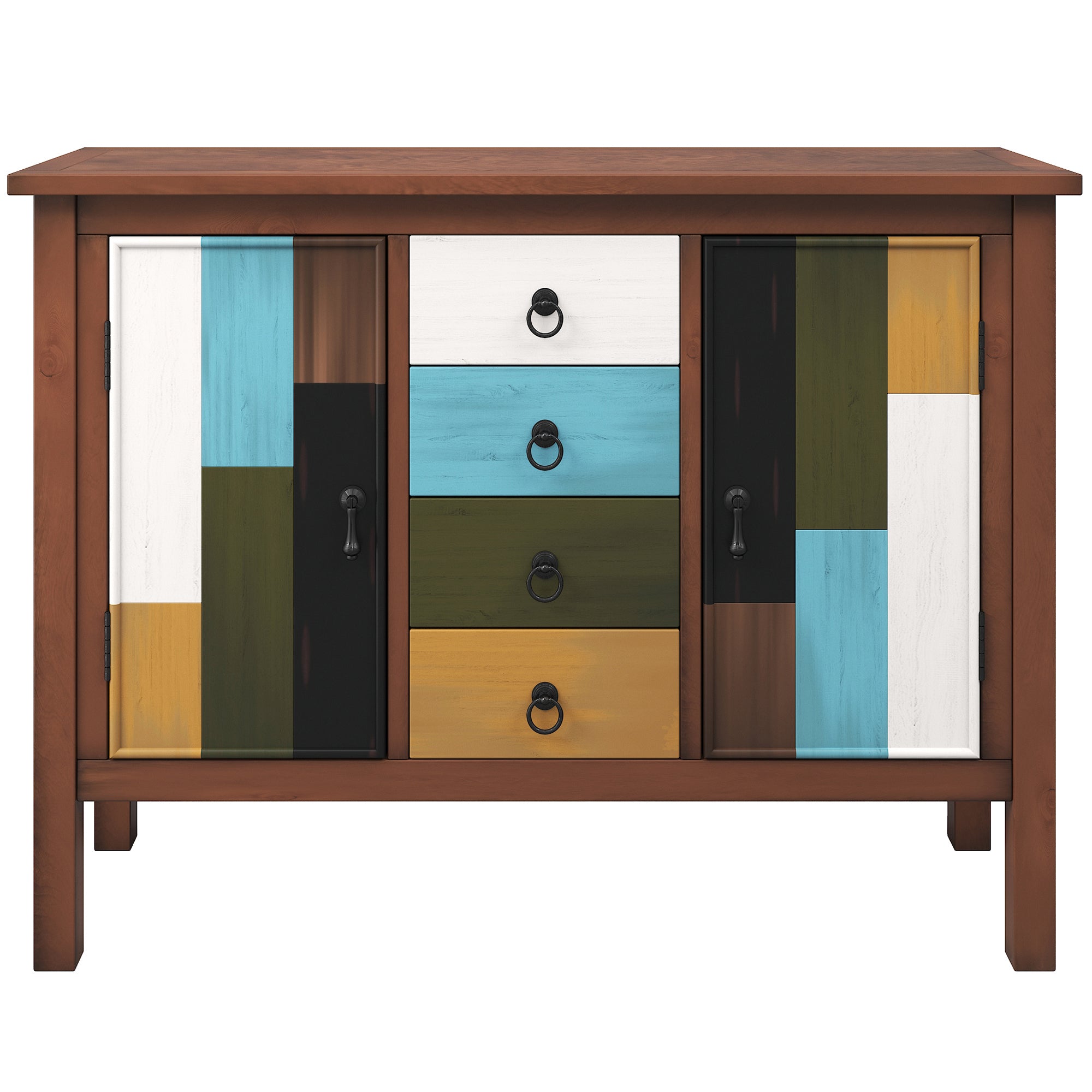 40-inch Wood Sideboard with 4 Drawer and Large Cabinets