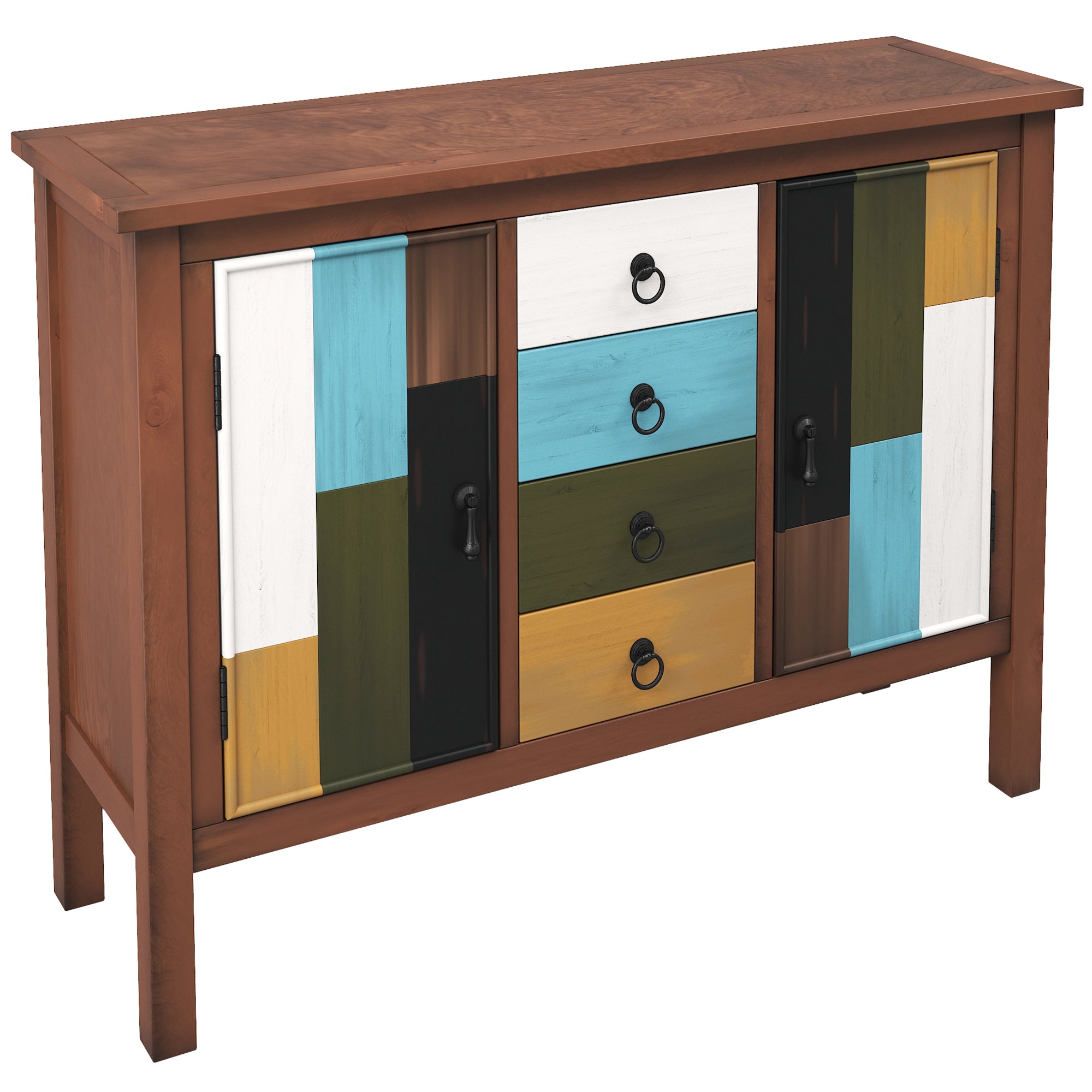 40-inch Wood Sideboard with 4 Drawer and Large Cabinets