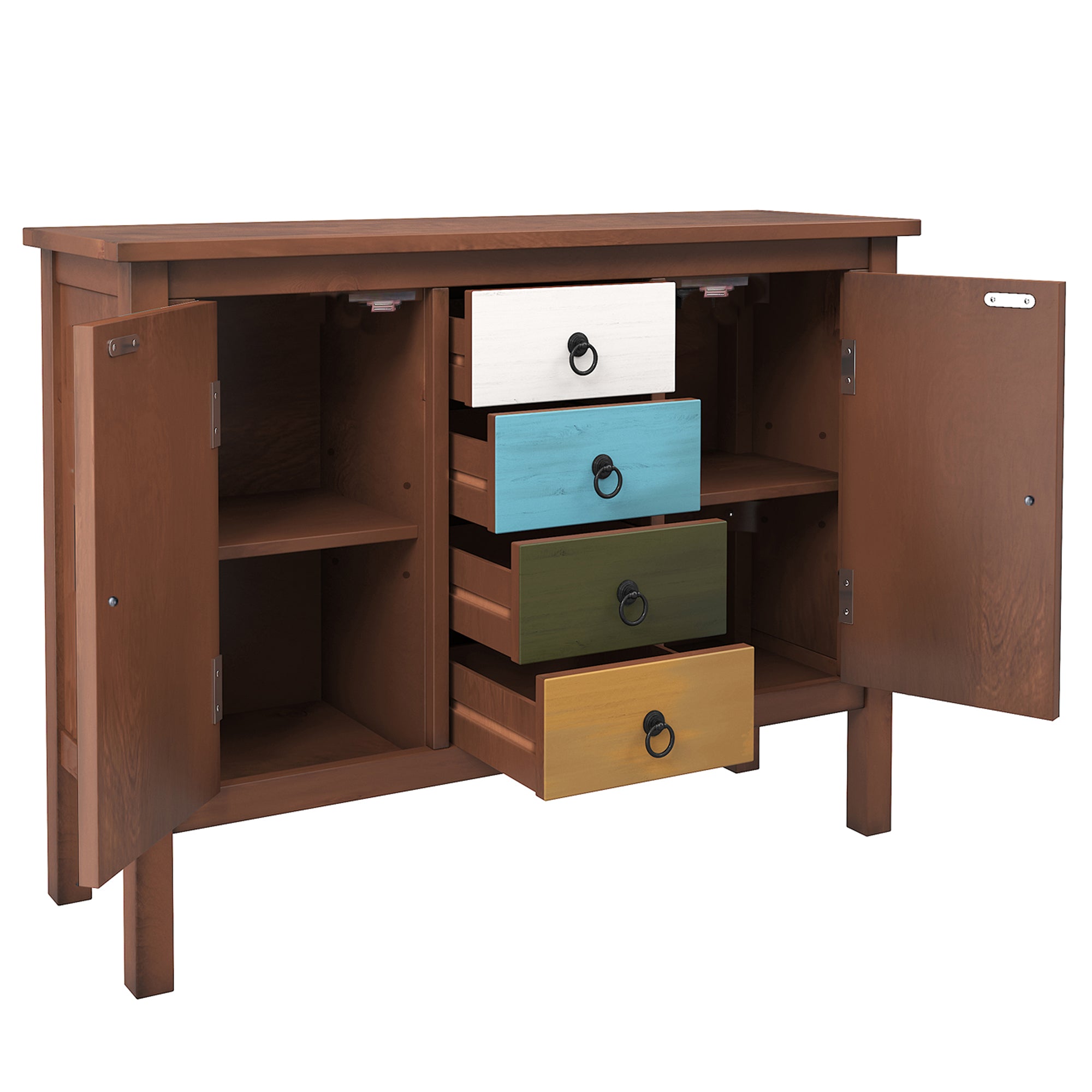 40-inch Wood Sideboard with 4 Drawer and Large Cabinets