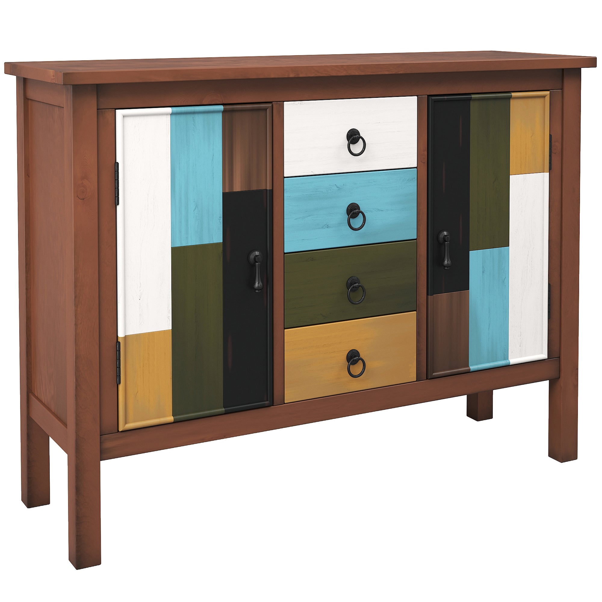 40-inch Wood Sideboard with 4 Drawer and Large Cabinets