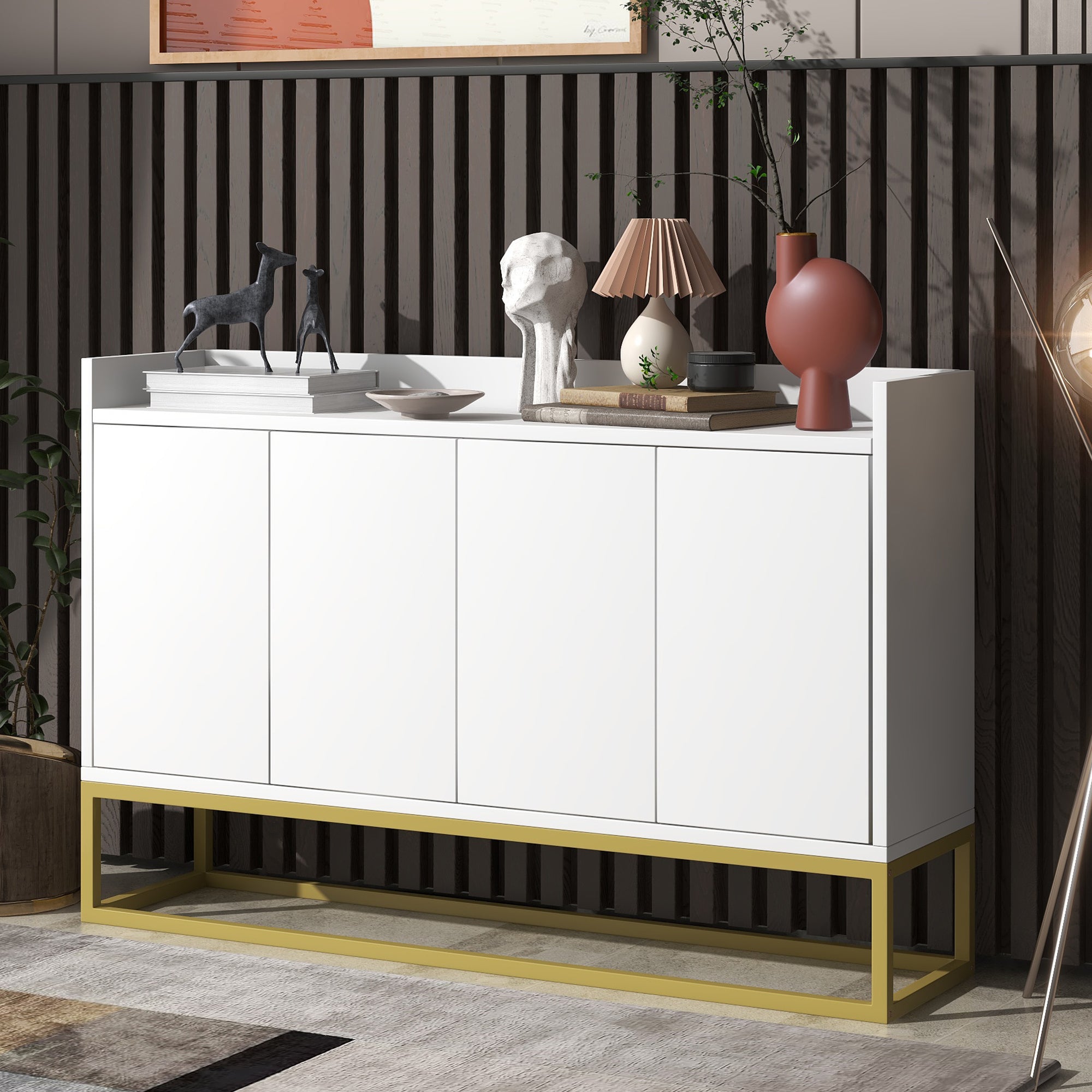 47-inch Wood Sideboard with 3 Shelves