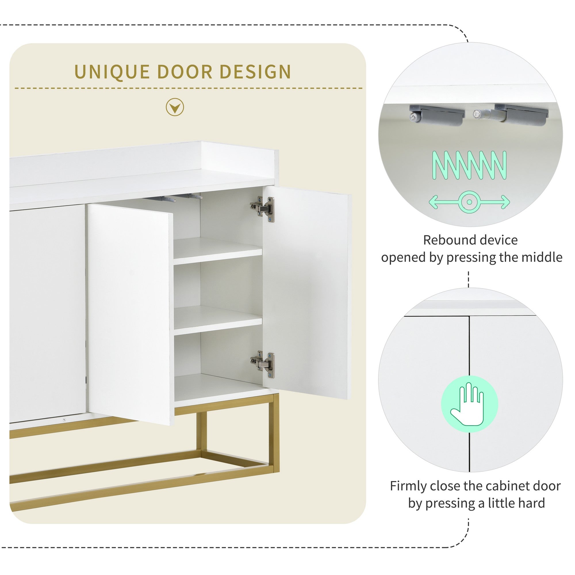 47-inch Wood Sideboard with 3 Shelves