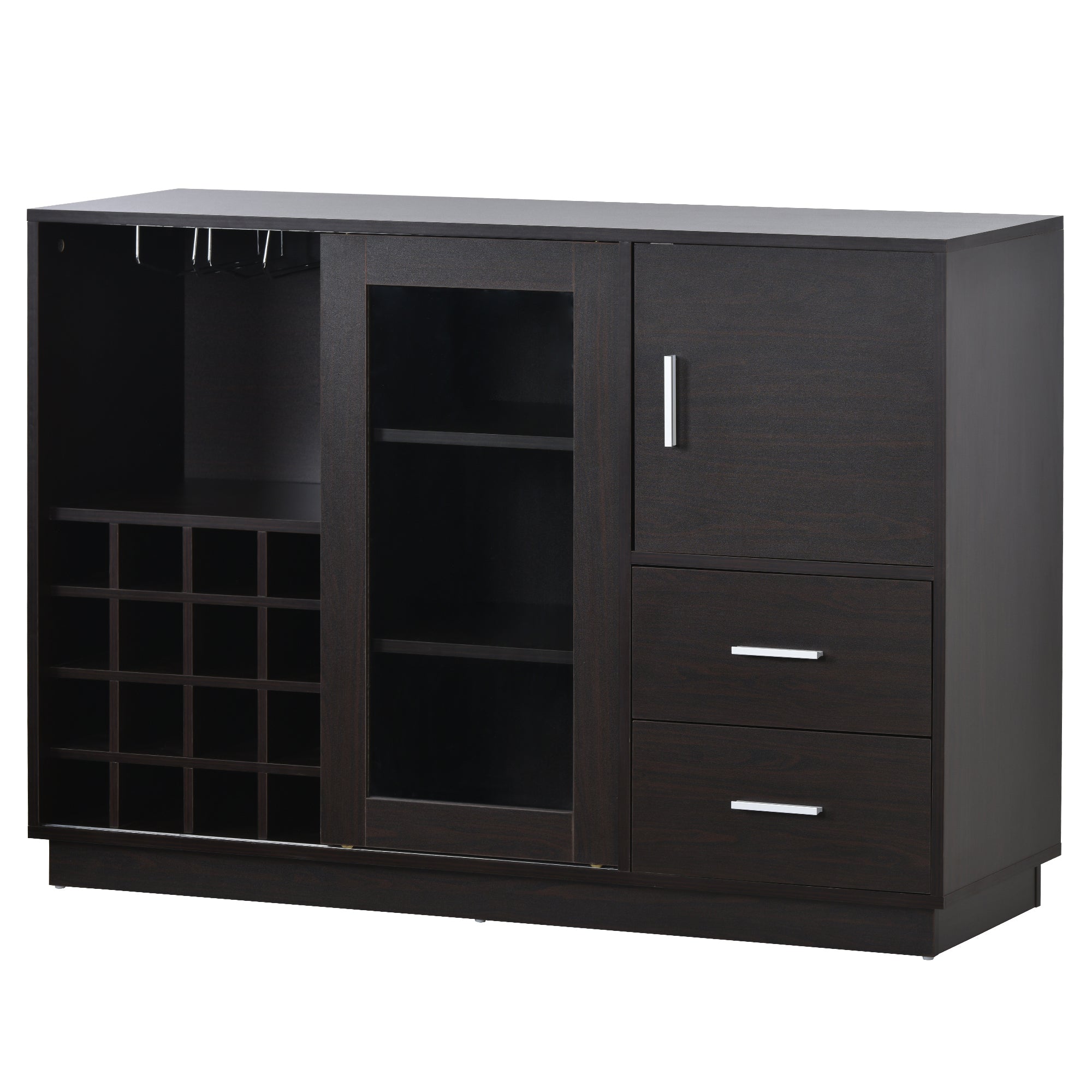 47" Wide Sideboard with Integrated 16 Bar Wine Compartment and Wineglass Holders