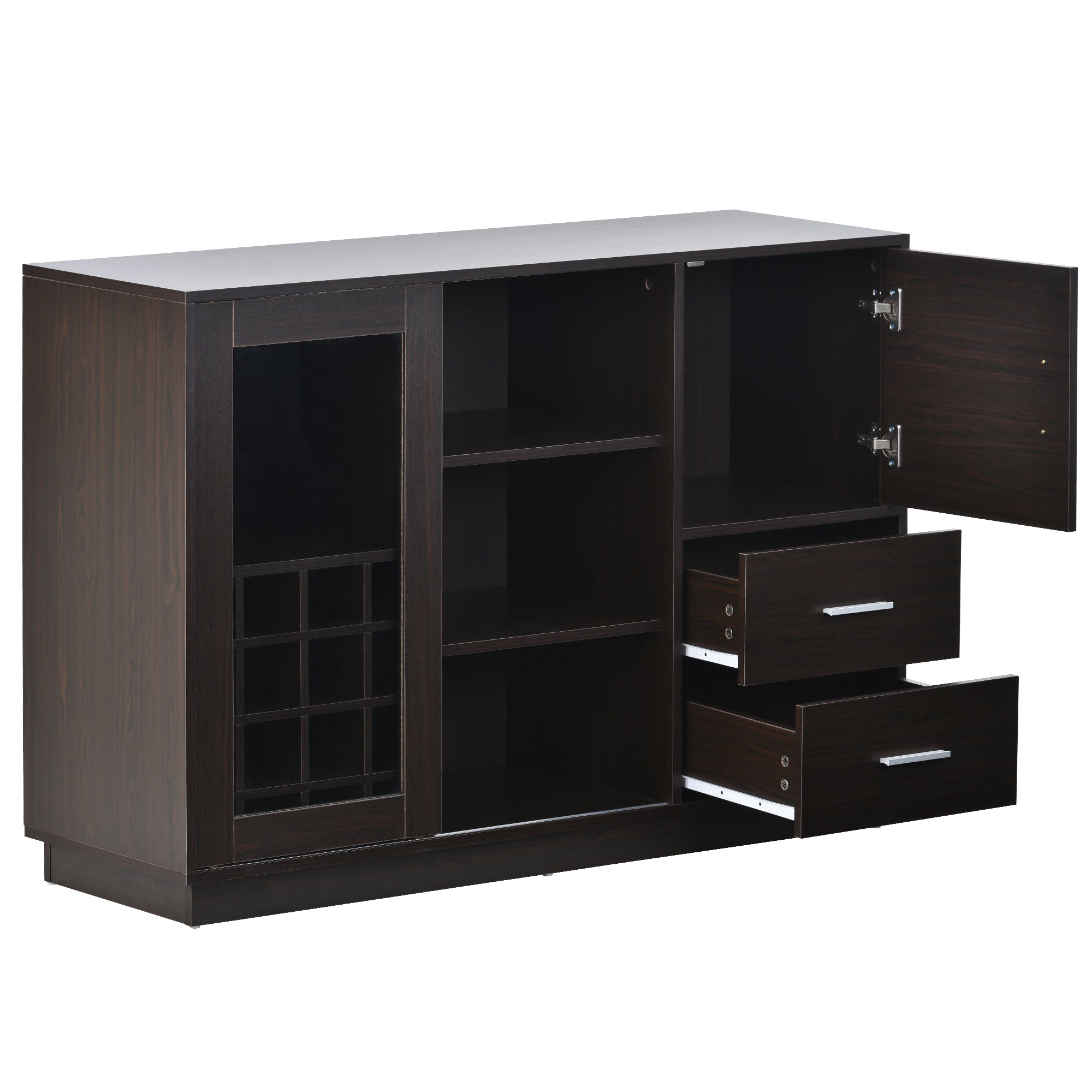 47" Wide Sideboard with Integrated 16 Bar Wine Compartment and Wineglass Holders