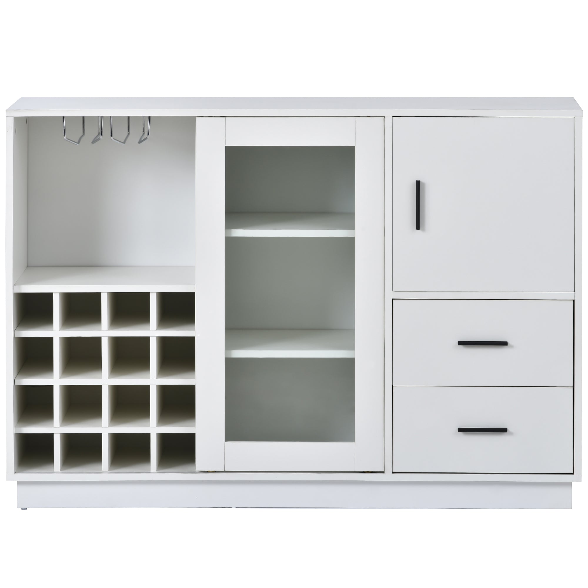 47" Wide Sideboard with Integrated 16 Bar Wine Compartment and Wineglass Holders