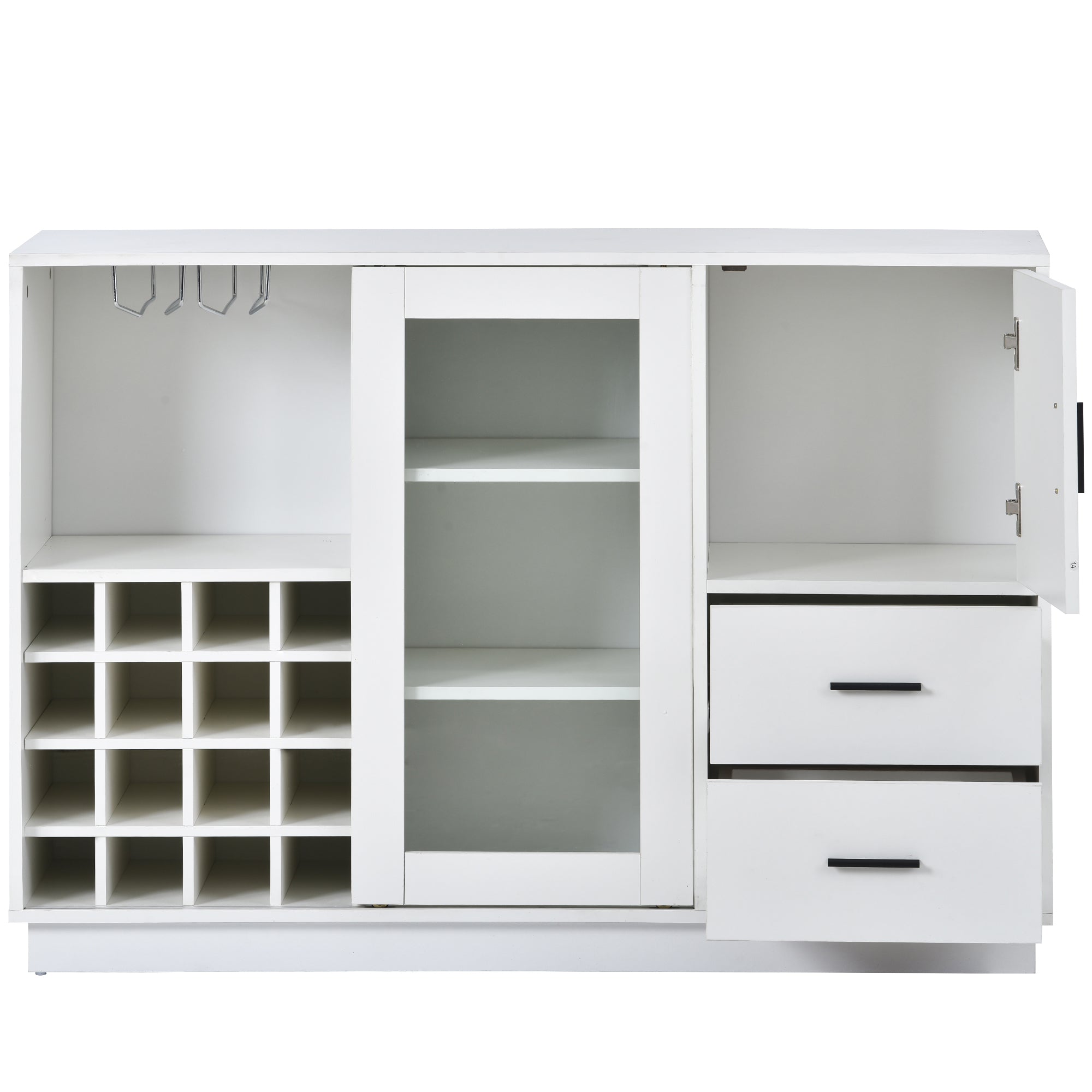 47" Wide Sideboard with Integrated 16 Bar Wine Compartment and Wineglass Holders