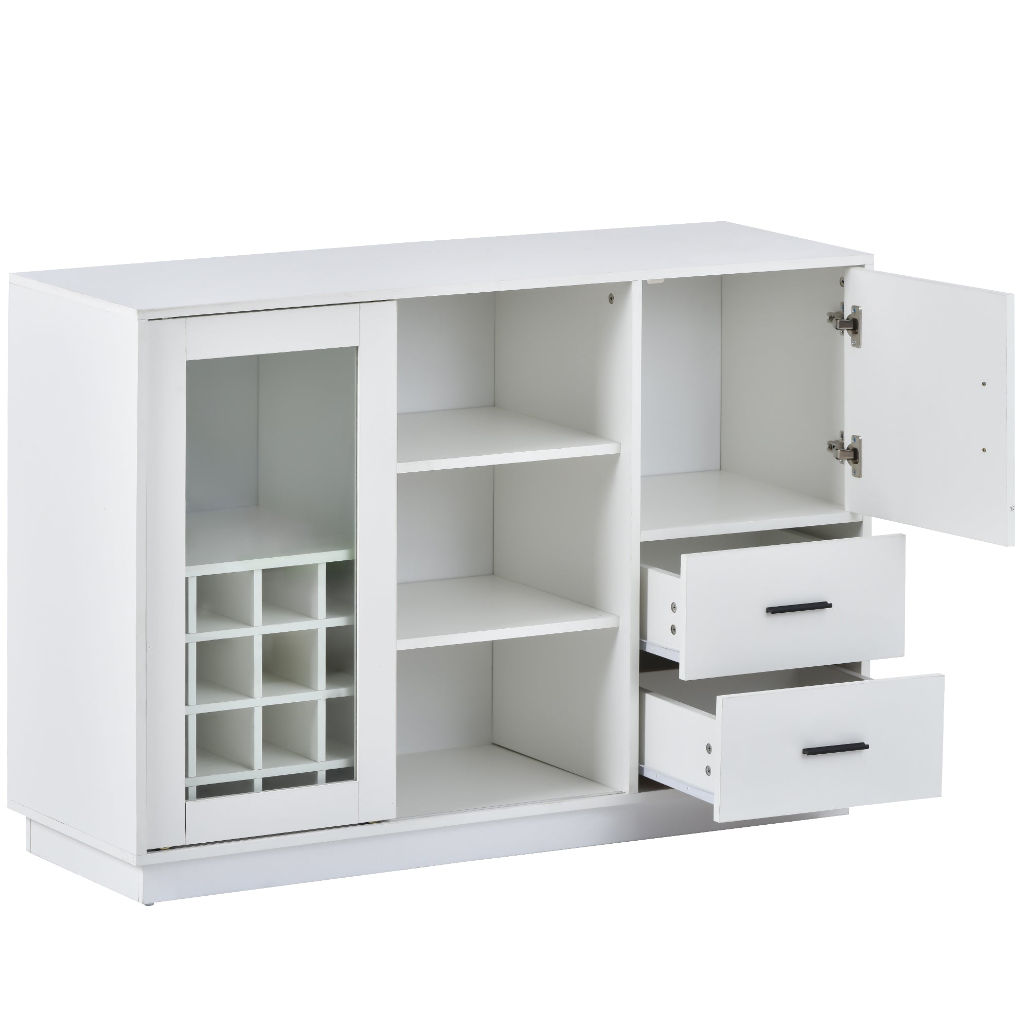 47" Wide Sideboard with Integrated 16 Bar Wine Compartment and Wineglass Holders