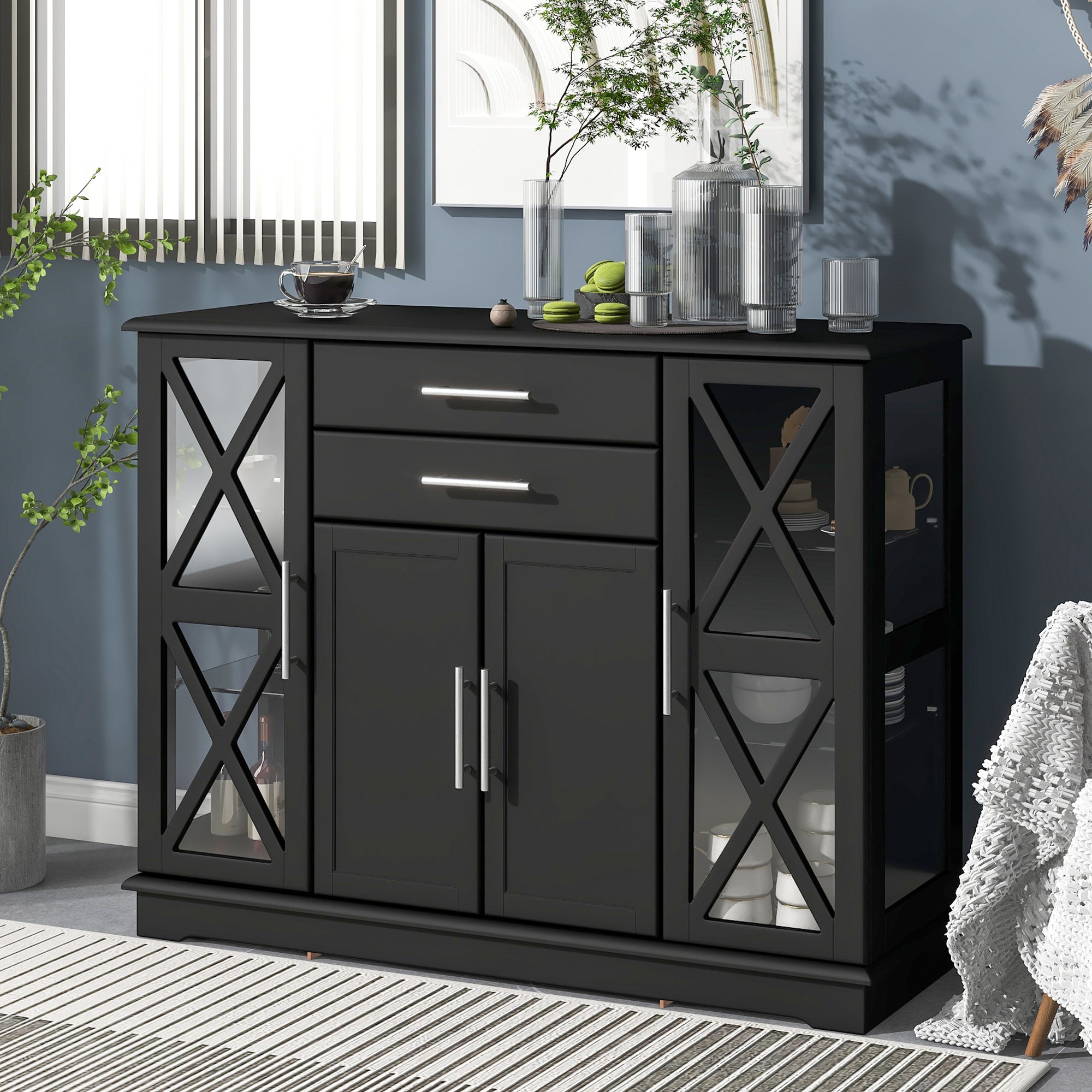 42" Wide 2 Drawer Sideboard with Adjustable Shelves