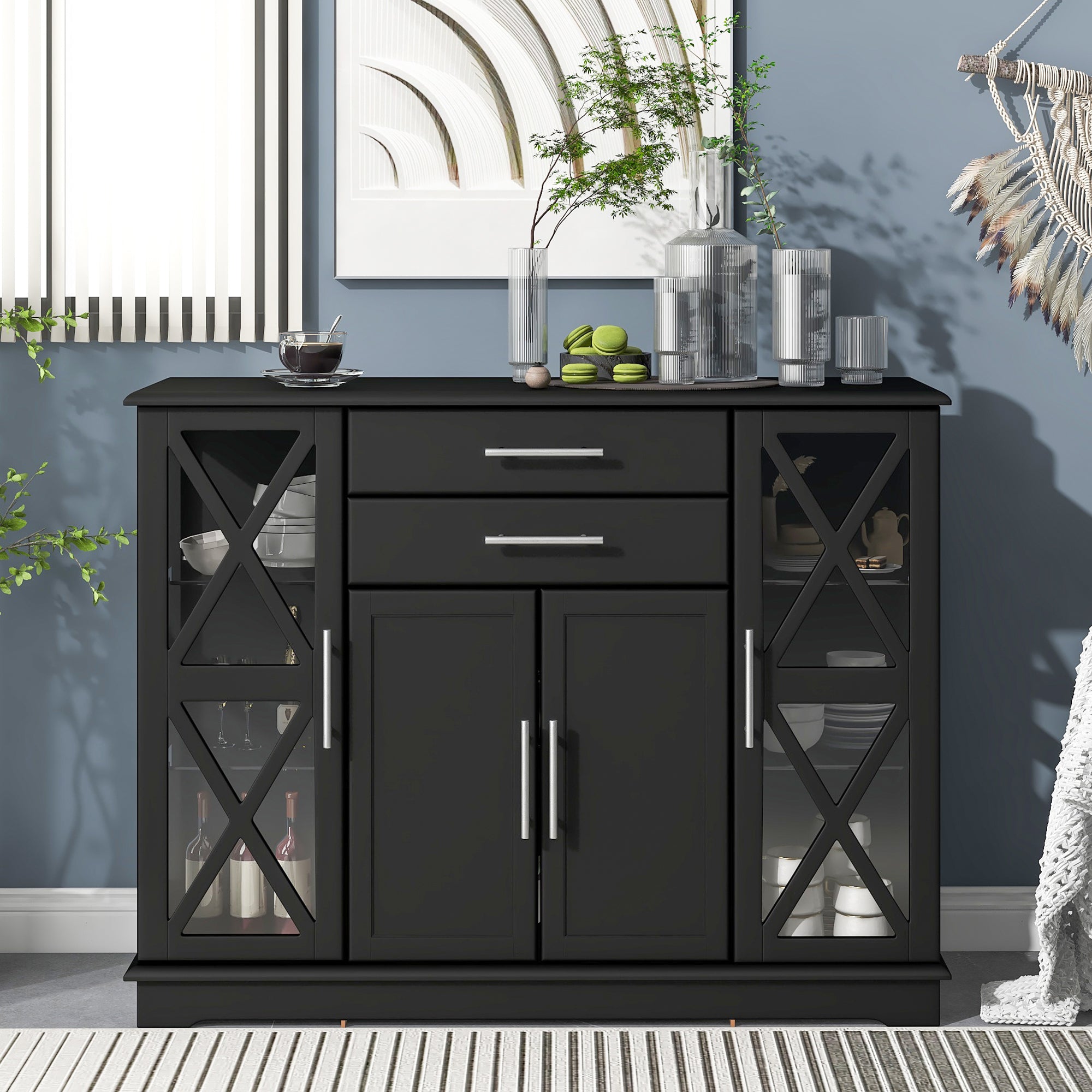 42" Wide 2 Drawer Sideboard with Adjustable Shelves