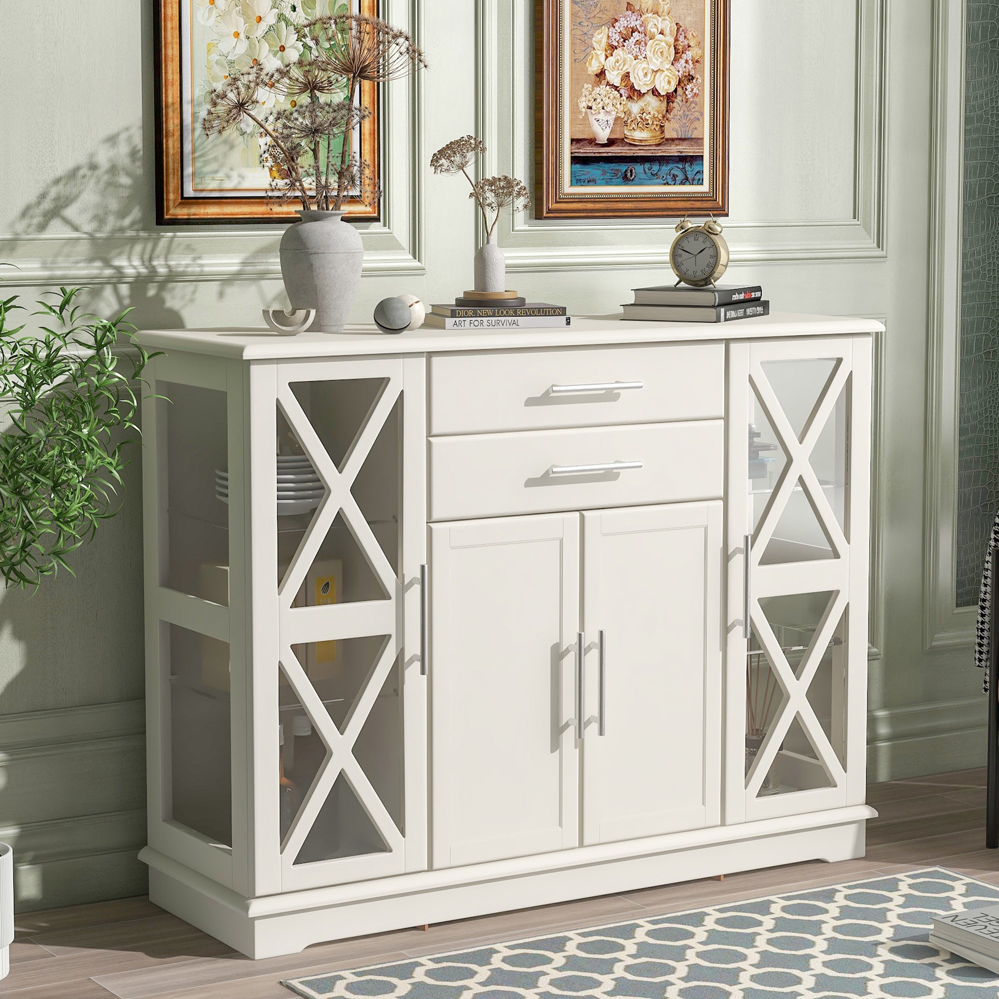 42" Wide 2 Drawer Sideboard with Adjustable Shelves