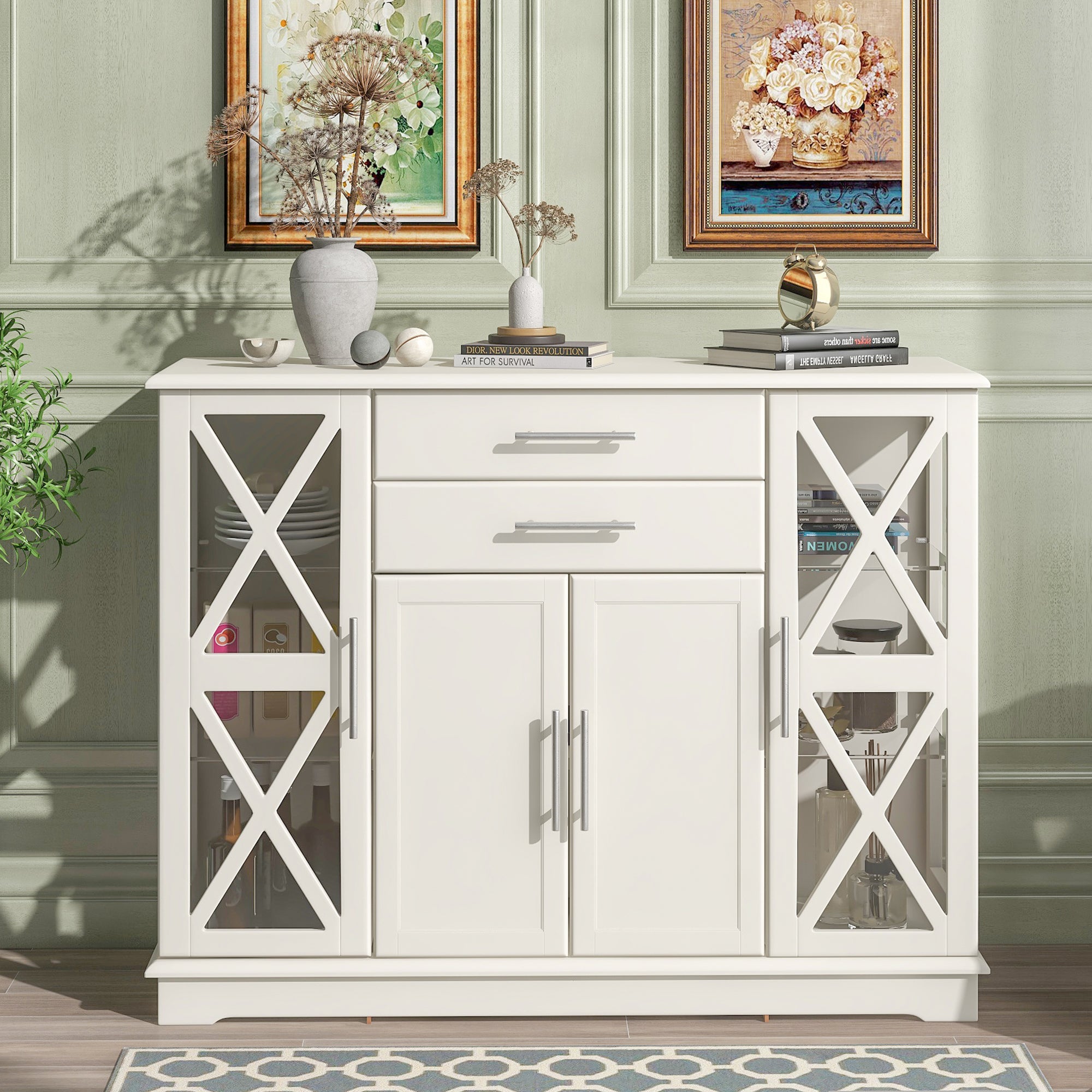 42" Wide 2 Drawer Sideboard with Adjustable Shelves